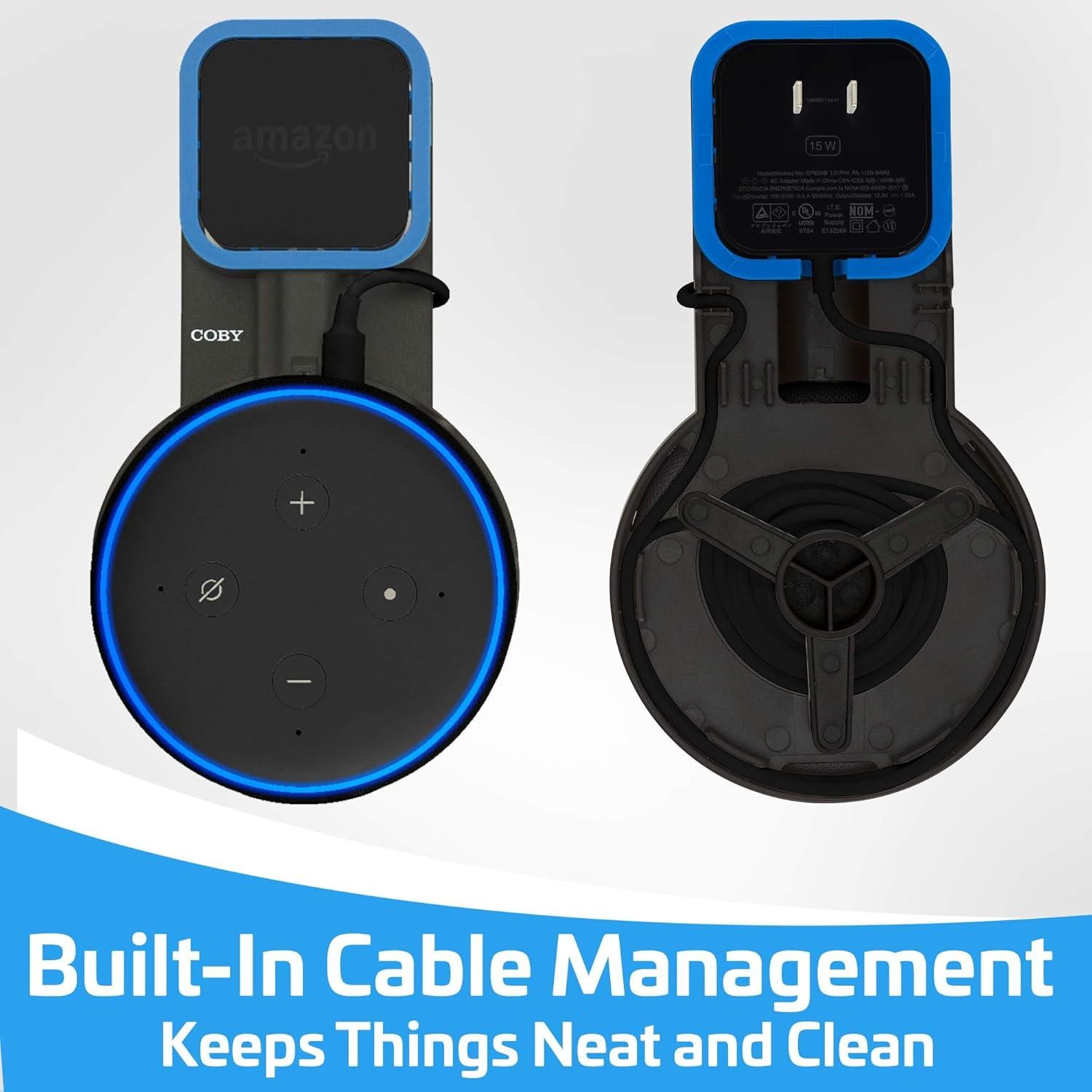 Soporte de pared Coby para Echo Dot 3ra Gen con gestión de cables
