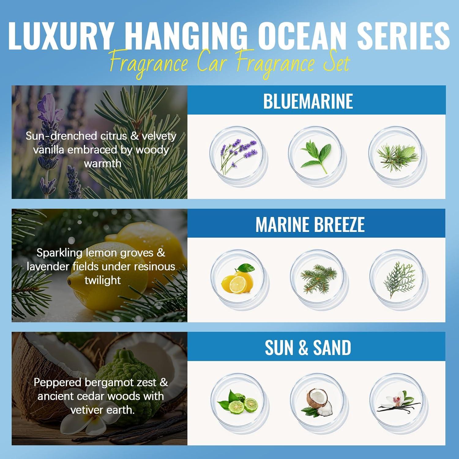 Ambientador de Aire para Auto Aeshory Bluemarine - Set de 3