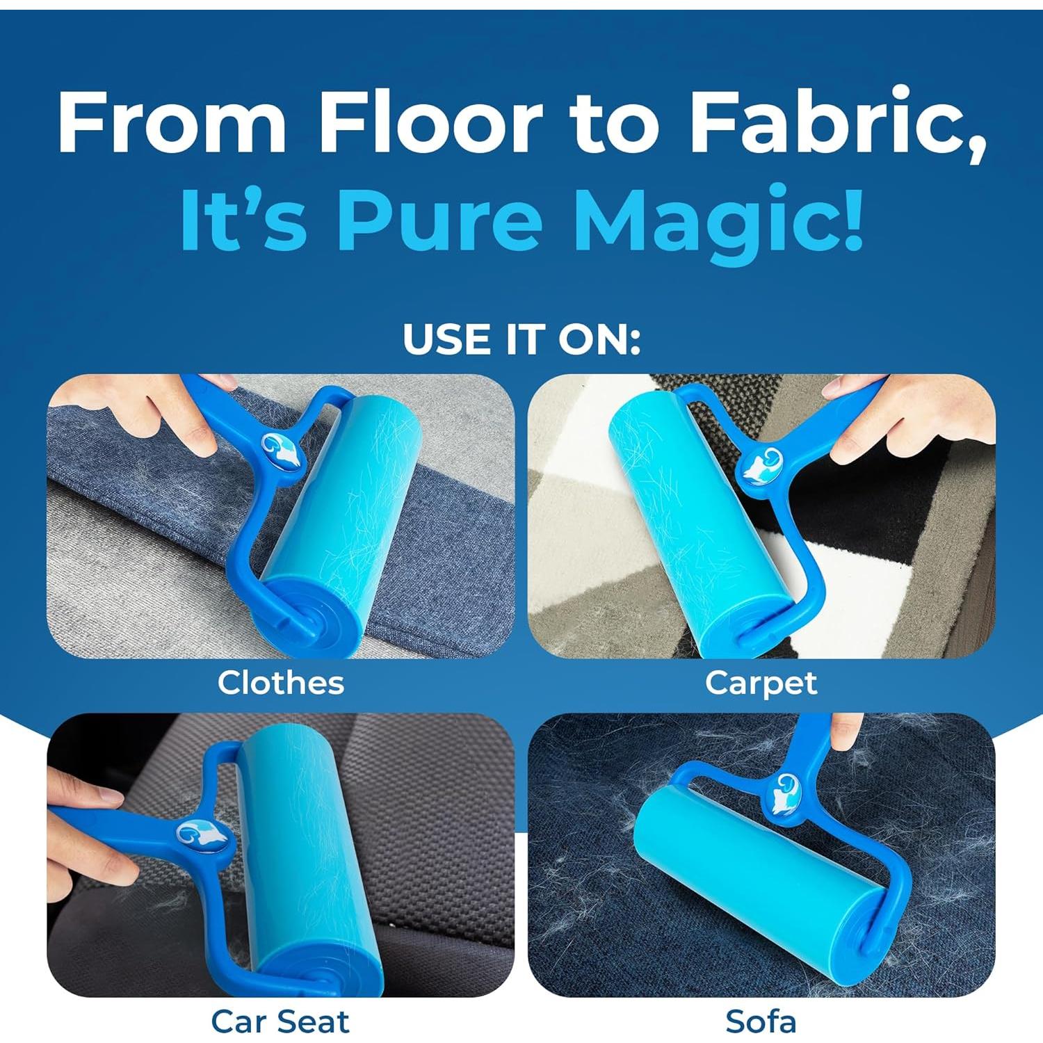 Rodillo Quitapelusa Reutilizable PetLovers EzRoll Grande - Multiusos y Lavable