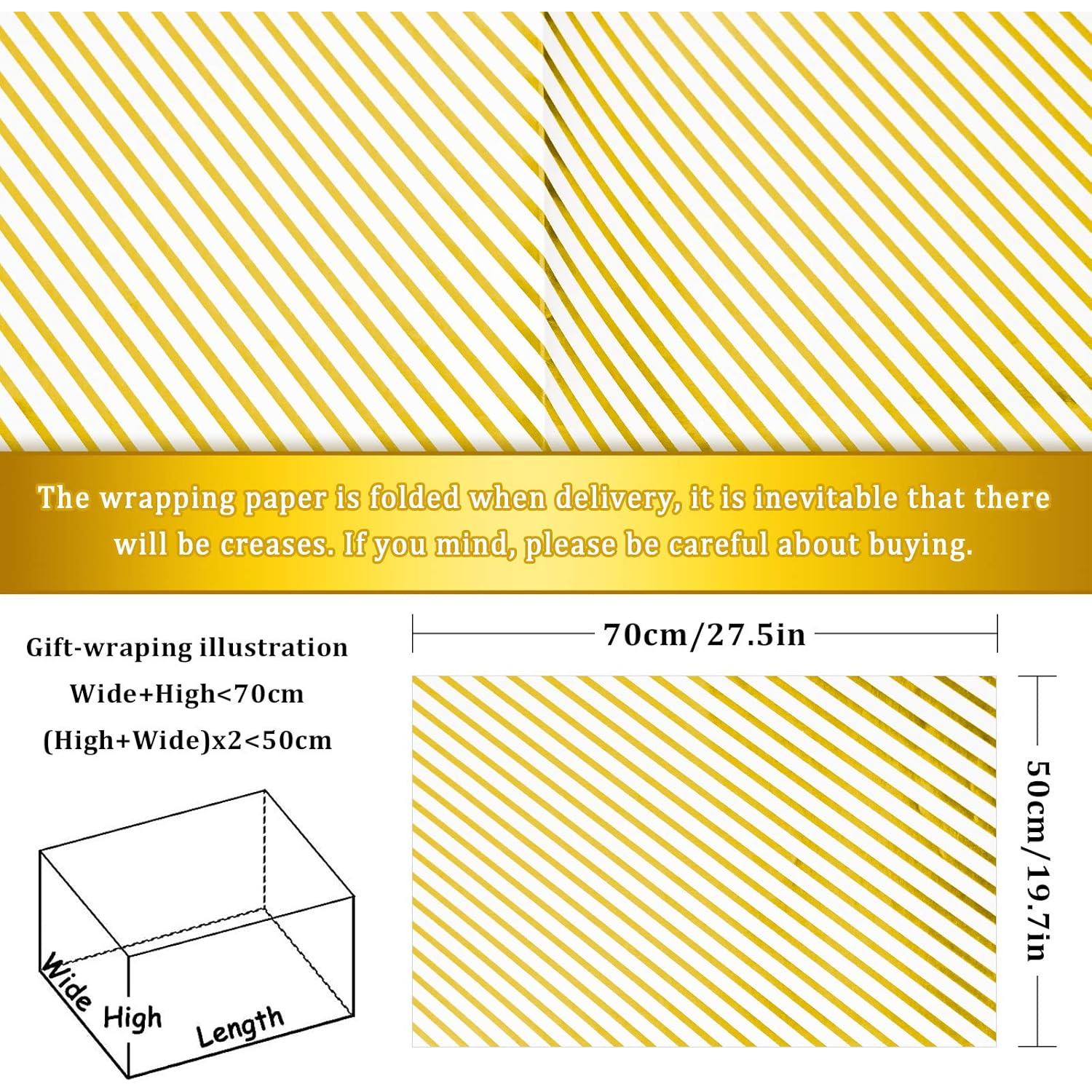 Papel de Regalo Whaline Dorado y Blanco con Lazos y Cinta