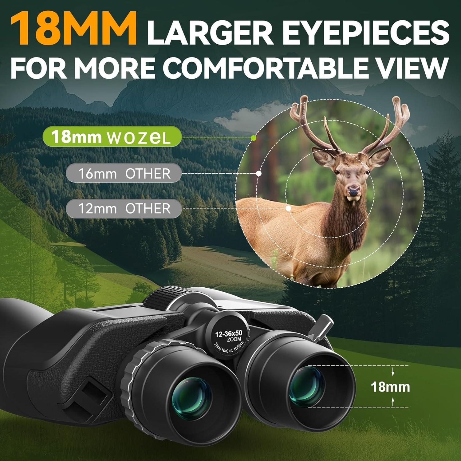 Binoculares Wozel 12-36x50 HD para Observación de Aves