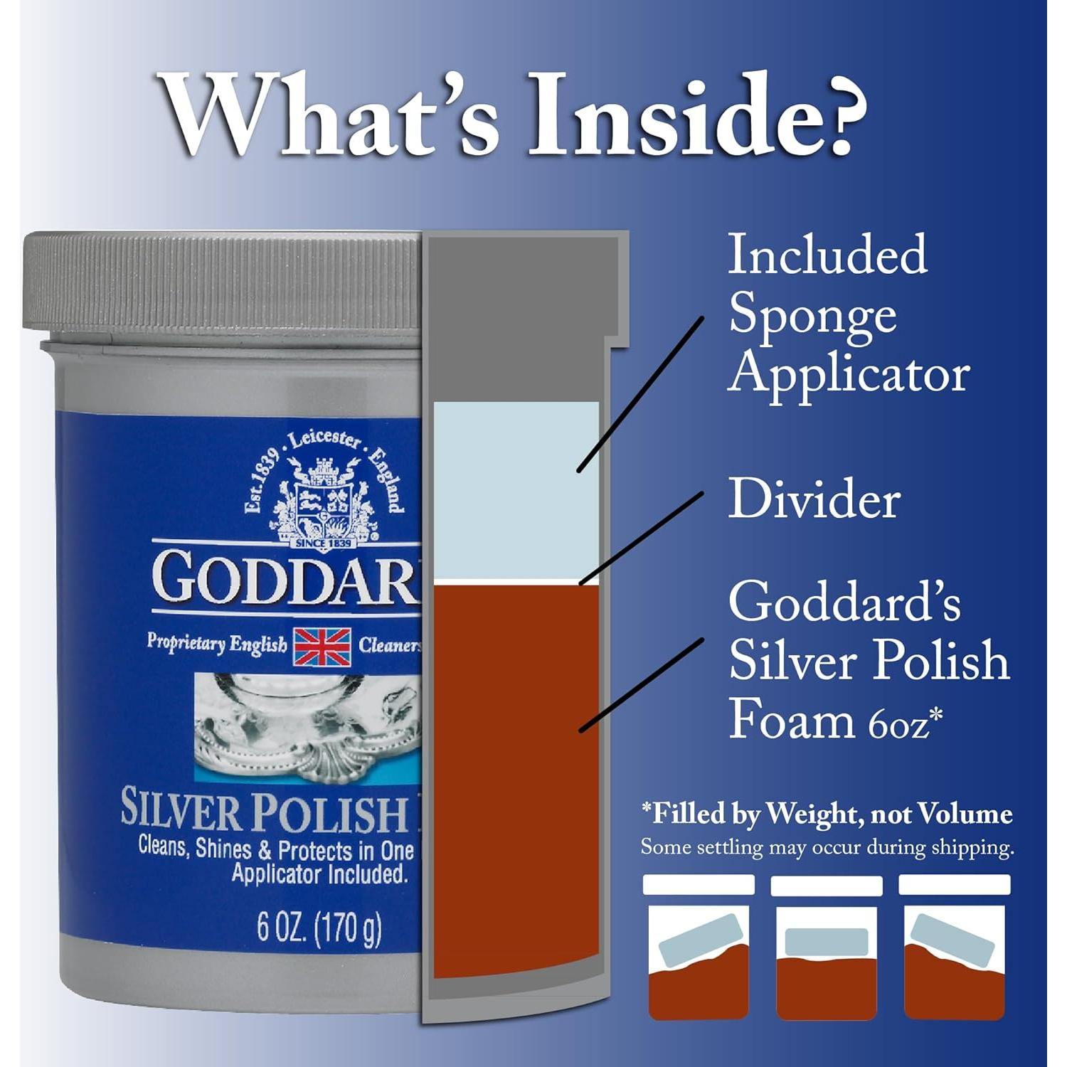 Limpiador de Plata Goddard 170 g - Espuma No Abrasiva con Aplicador