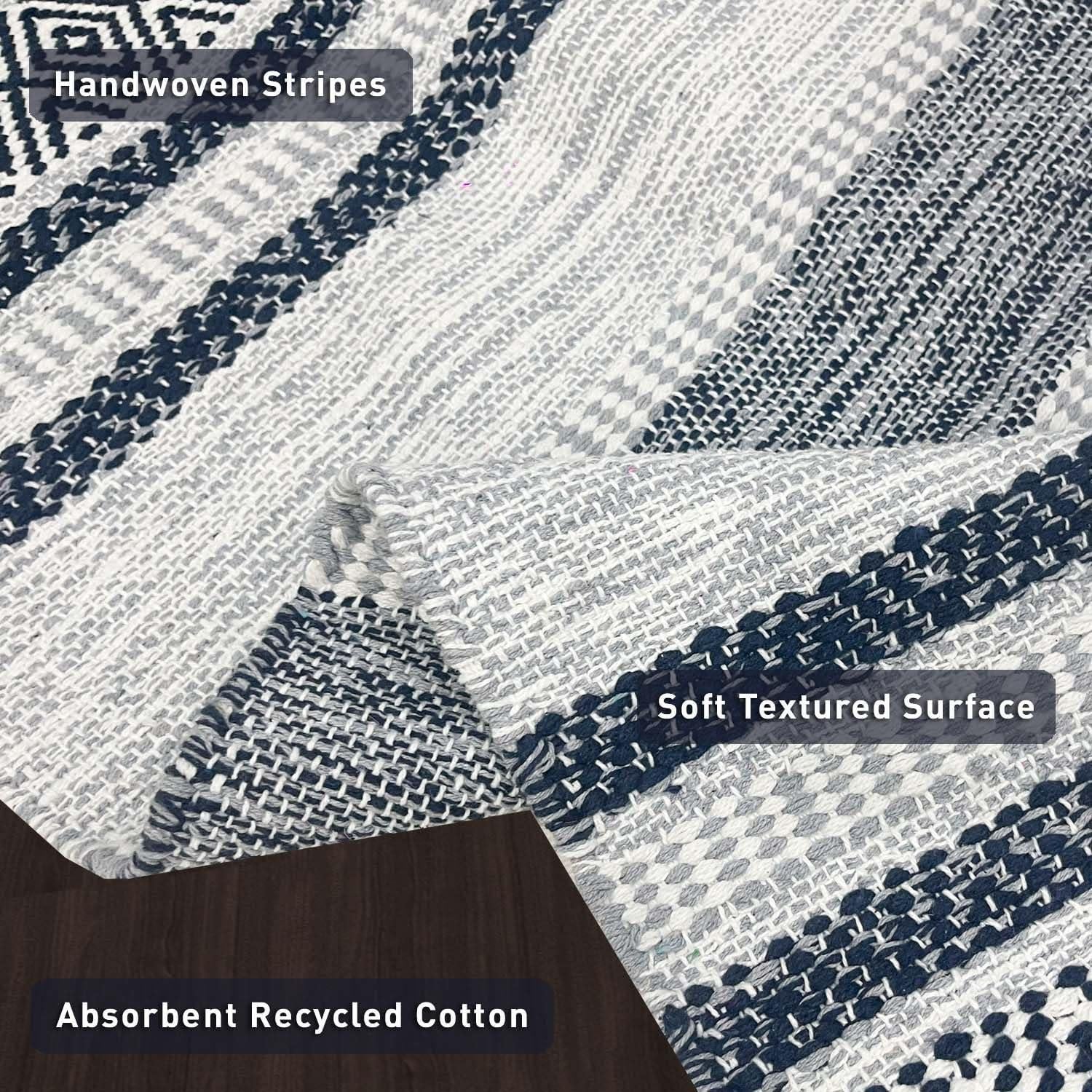 Alfombra Corredor Chardin hogar 1.52x1.83m Algodón Reciclado Gris Marino