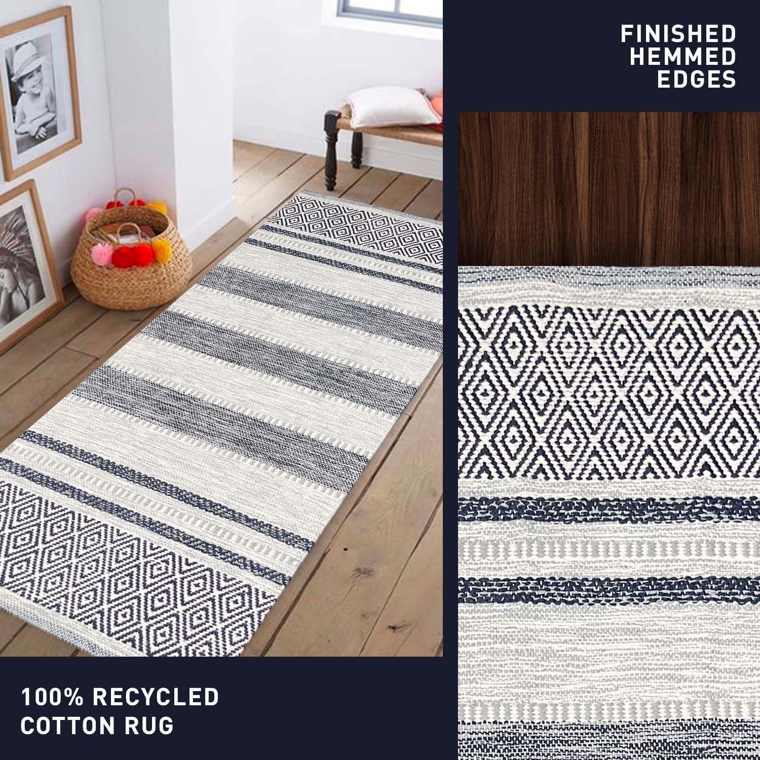 Alfombra Corredor Chardin hogar 1.52x1.83m Algodón Reciclado Gris Marino