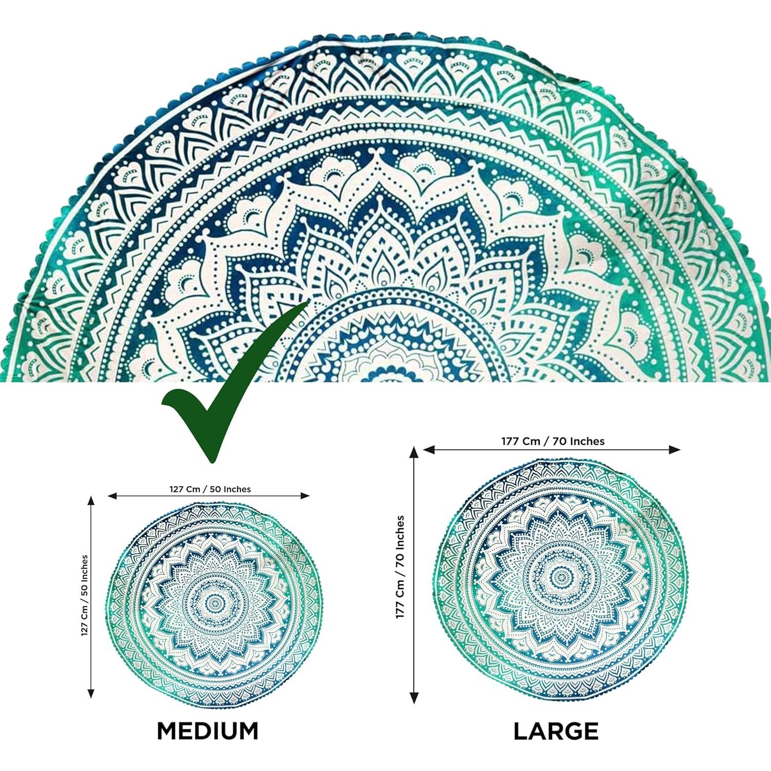 Tapiz Redondo Raajsee Verde Algodón 127 cm Mandala Boho