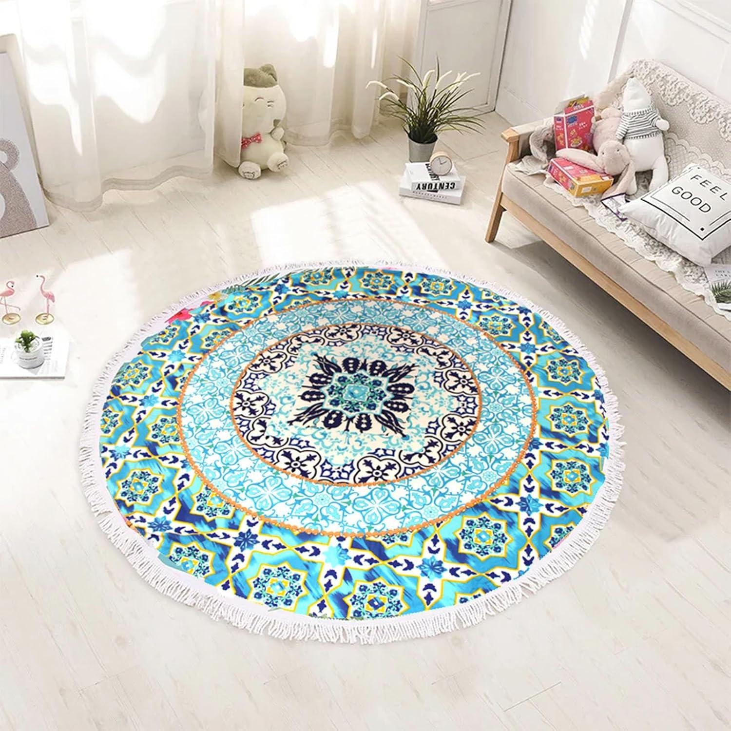 Manta de Playa Redonda Pafusen 152 cm Mandala Bohemio