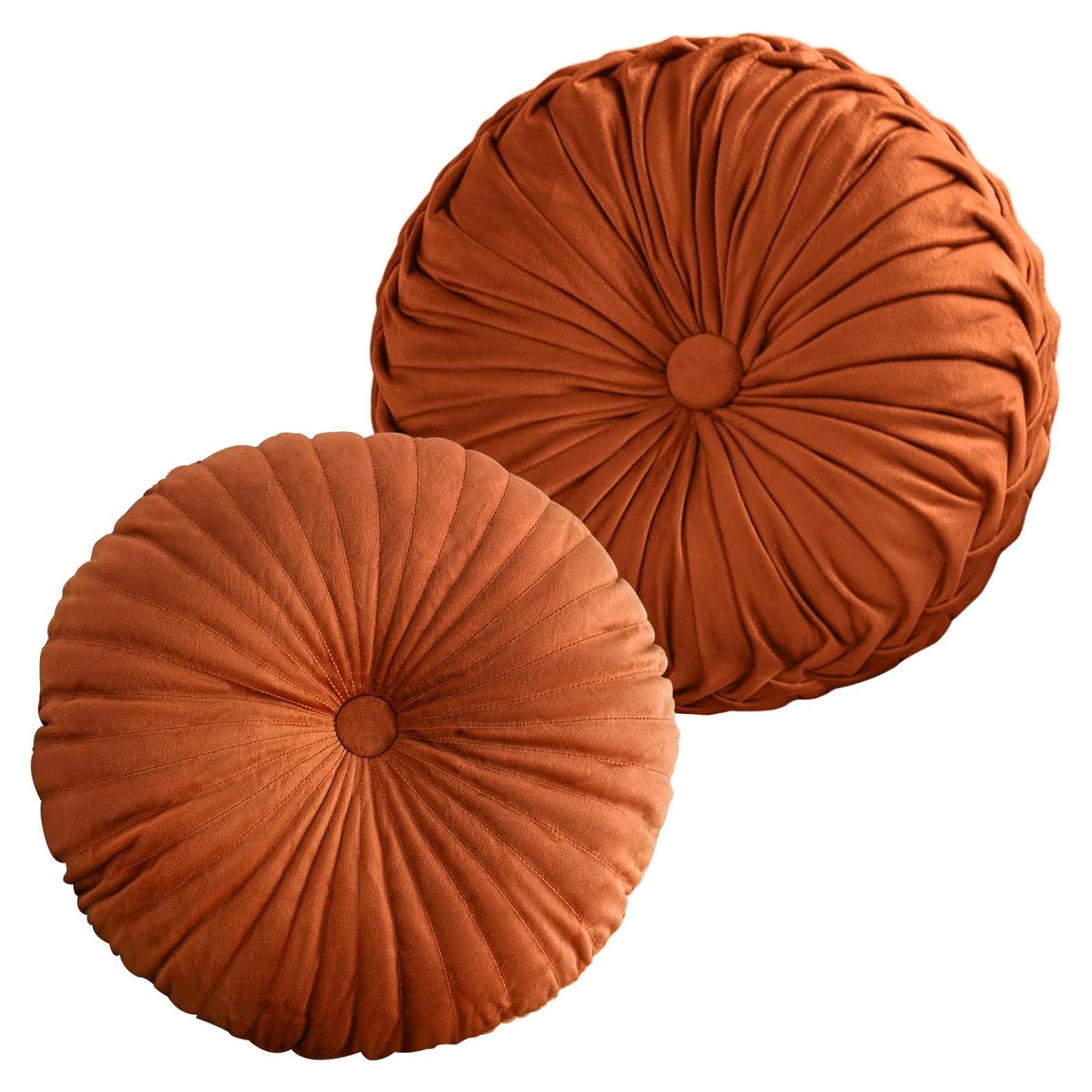 Cojines Redondos de Terciopelo Teieas 40 cm Naranja - 2 Pcs