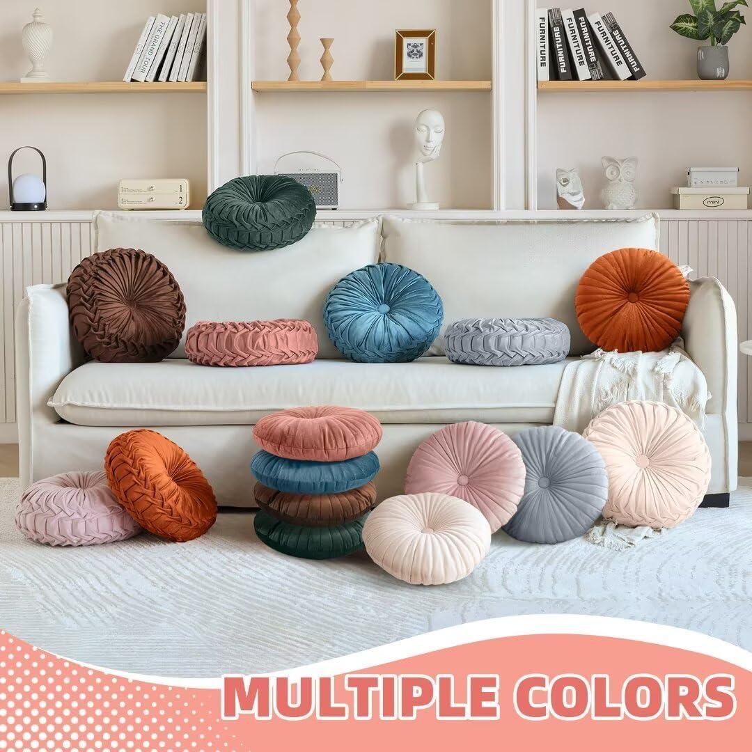 Cojines Redondos de Terciopelo Teieas 40 cm Naranja - 2 Pcs