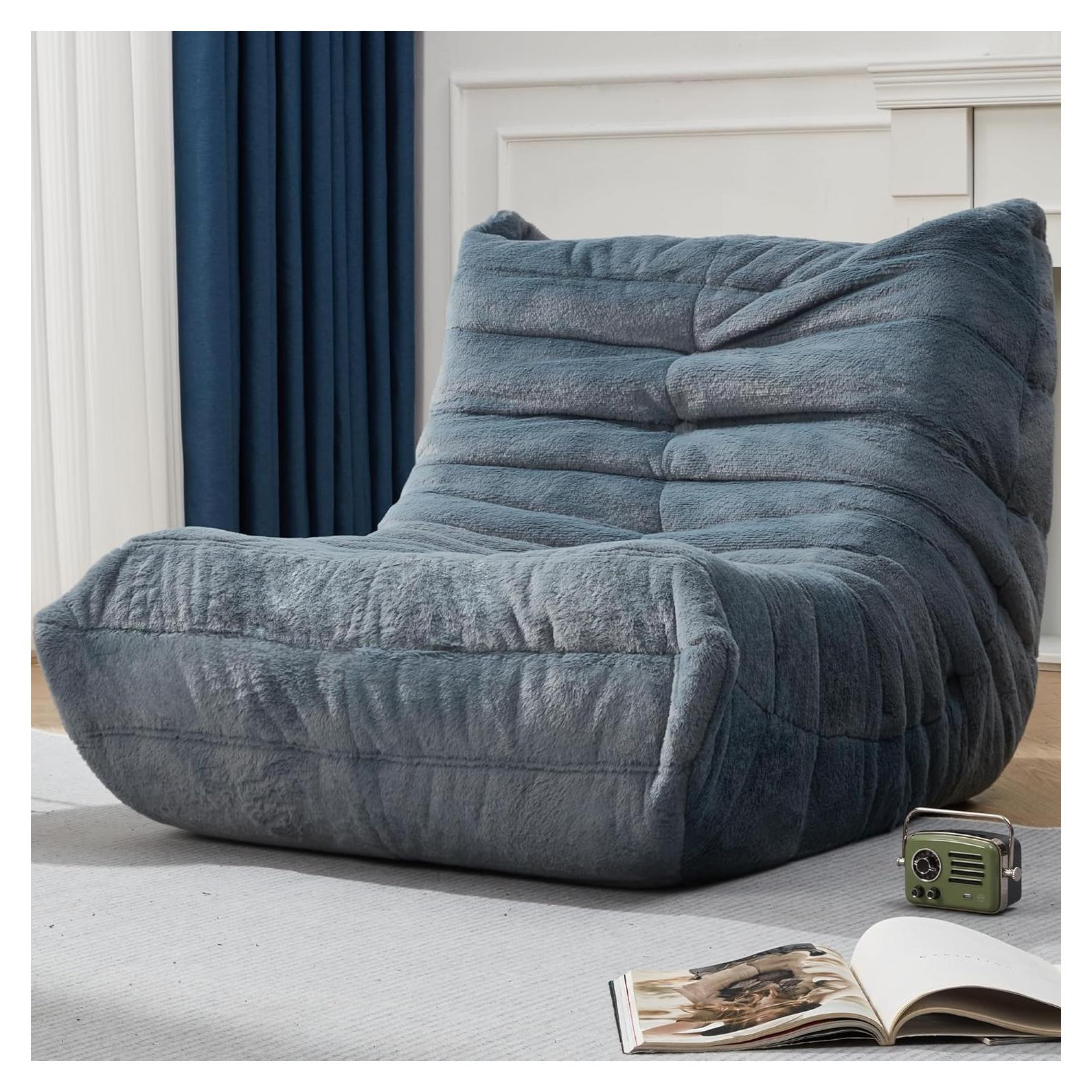 Silla de Bolsa de Frijoles Hobestluk Individual Azul Grisáceo