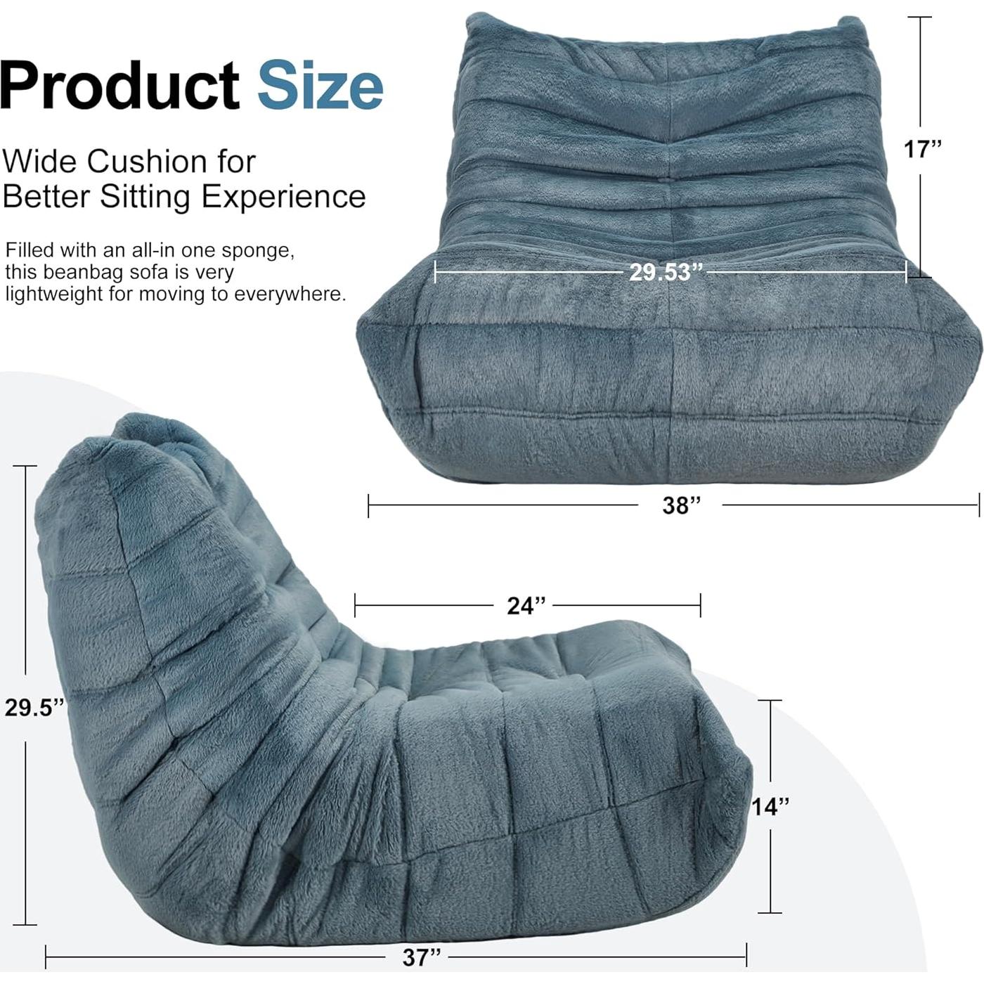 Silla de Bolsa de Frijoles Hobestluk Individual Azul Grisáceo