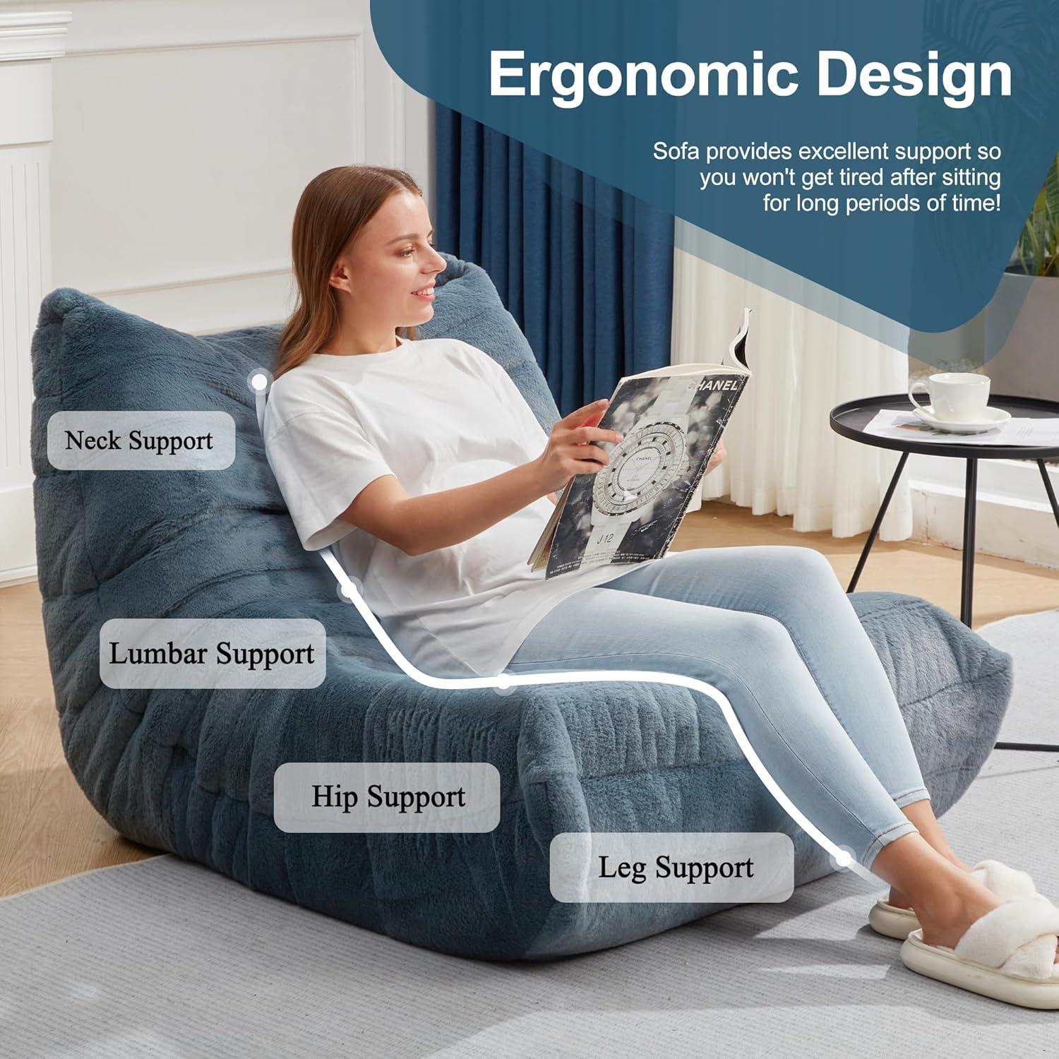 Silla de Bolsa de Frijoles Hobestluk Individual Azul Grisáceo