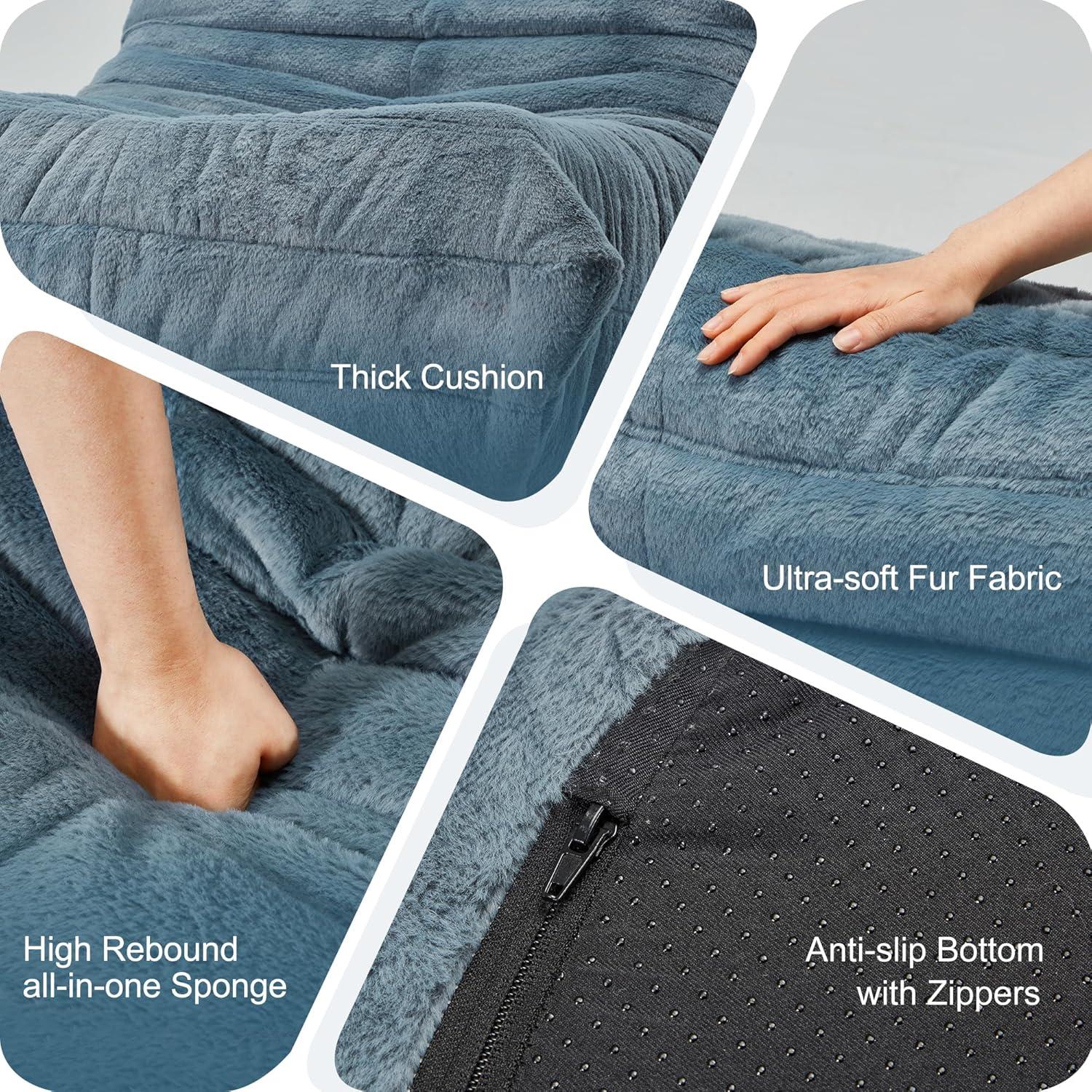 Silla de Bolsa de Frijoles Hobestluk Individual Azul Grisáceo