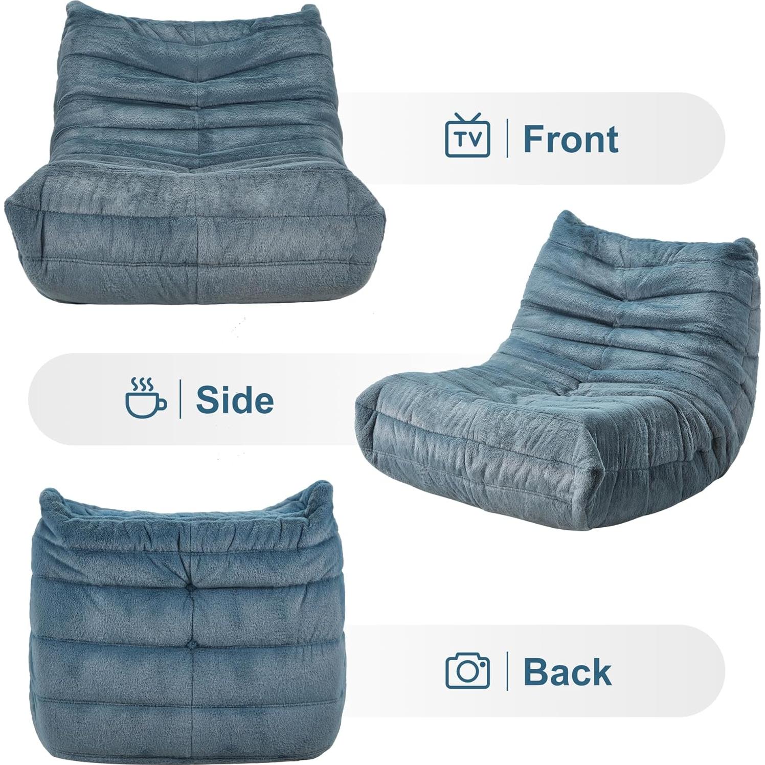 Silla de Bolsa de Frijoles Hobestluk Individual Azul Grisáceo