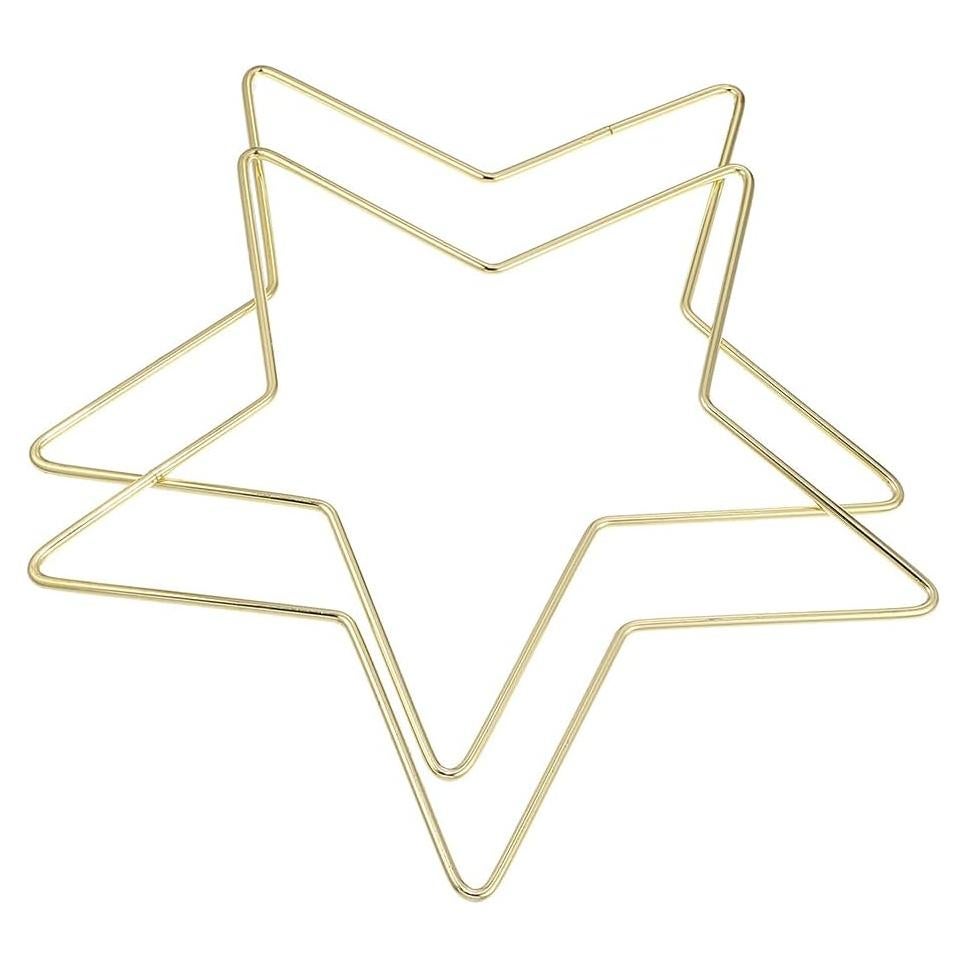 2 Aros Florales de Alambre Estrella Dorados 20cm para DIY