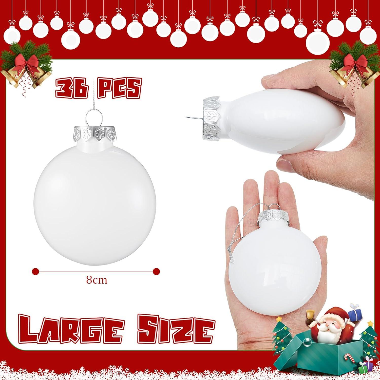 Adornos Navideños DIY Zubebe 8 cm Blancos Mate 36 Pcs