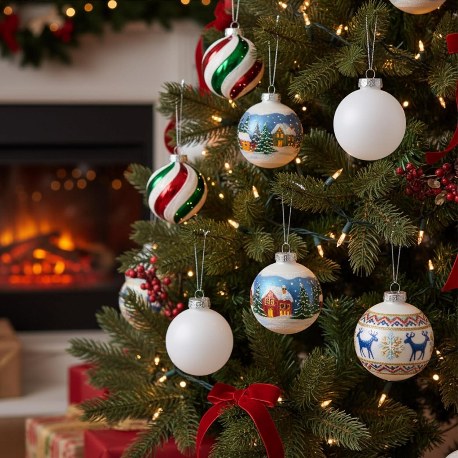 Adornos Navideños DIY Zubebe 8 cm Blancos Mate 36 Pcs