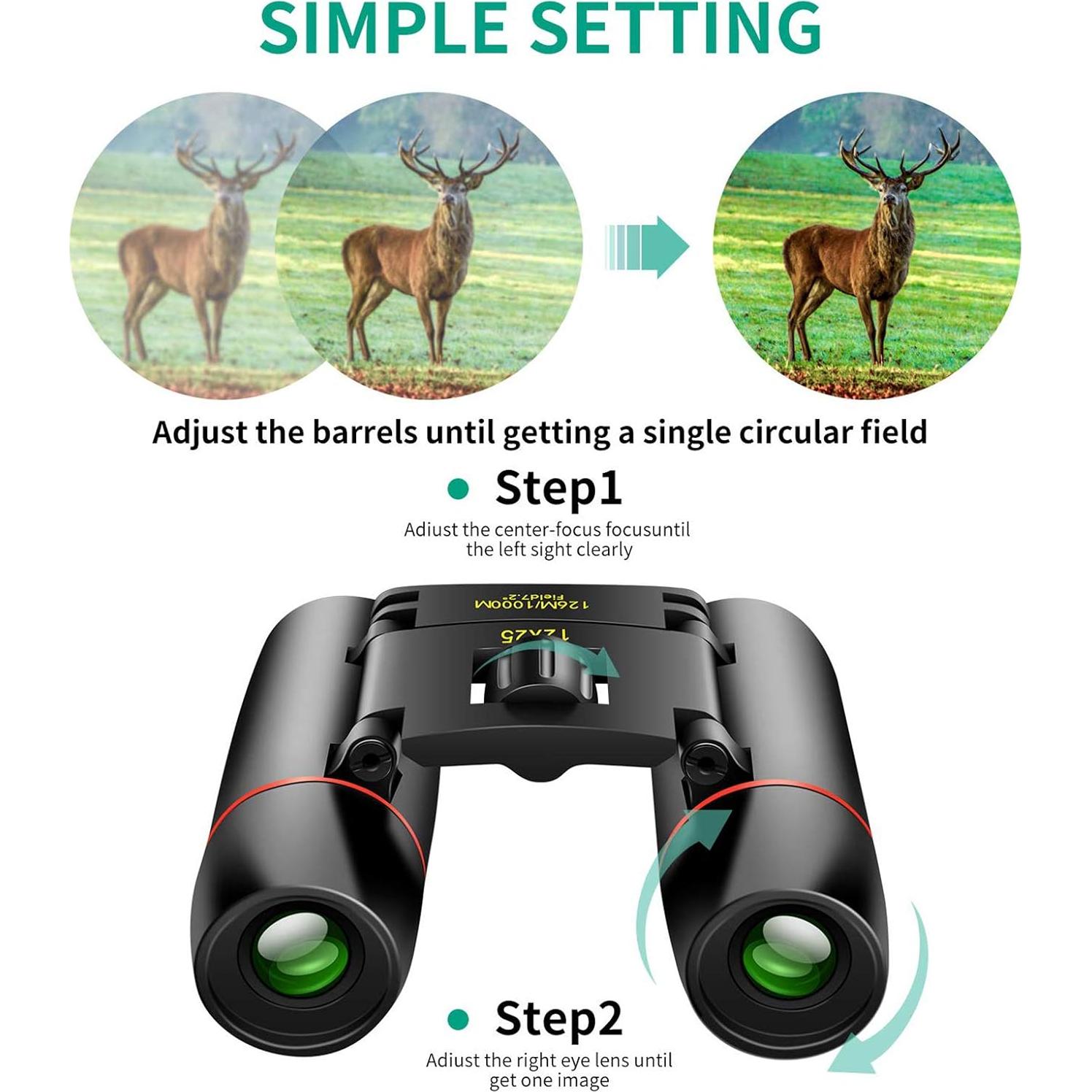 Binoculares compactos POLDR 12X25 para observación