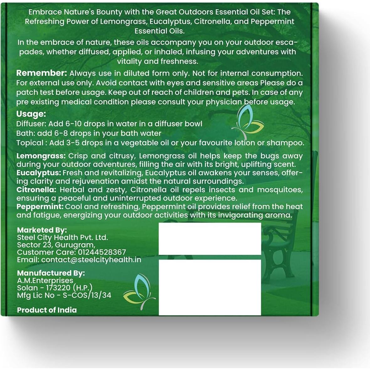 Kit de Aceites Esenciales HM Outdoor - 4 Aromas Naturales 40 ML