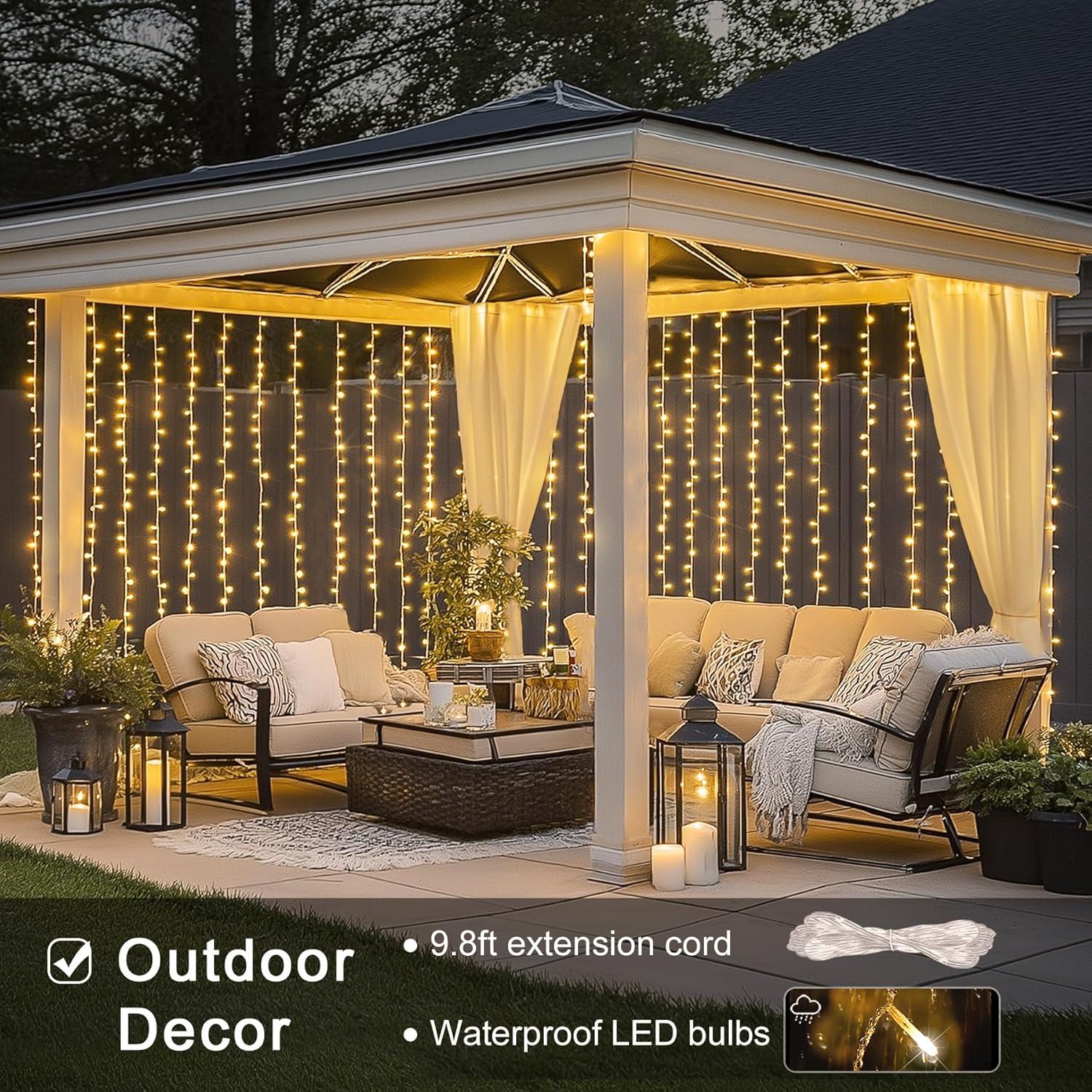 Luces de Cortina 300 LED JMEXSUSS 3x3m Control Remoto IP44