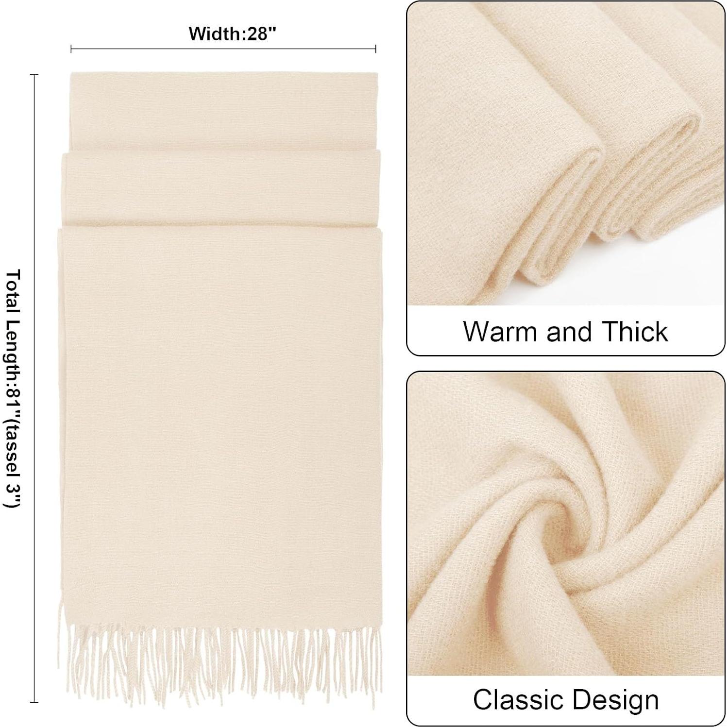 Bufanda Pashmina para Mujeres Cálida y Suave 205 cm Beige