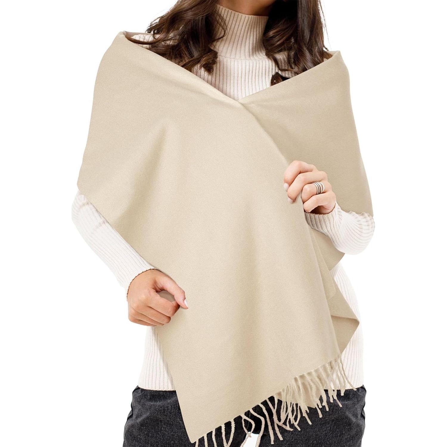 Bufanda Pashmina para Mujeres Cálida y Suave 205 cm Beige