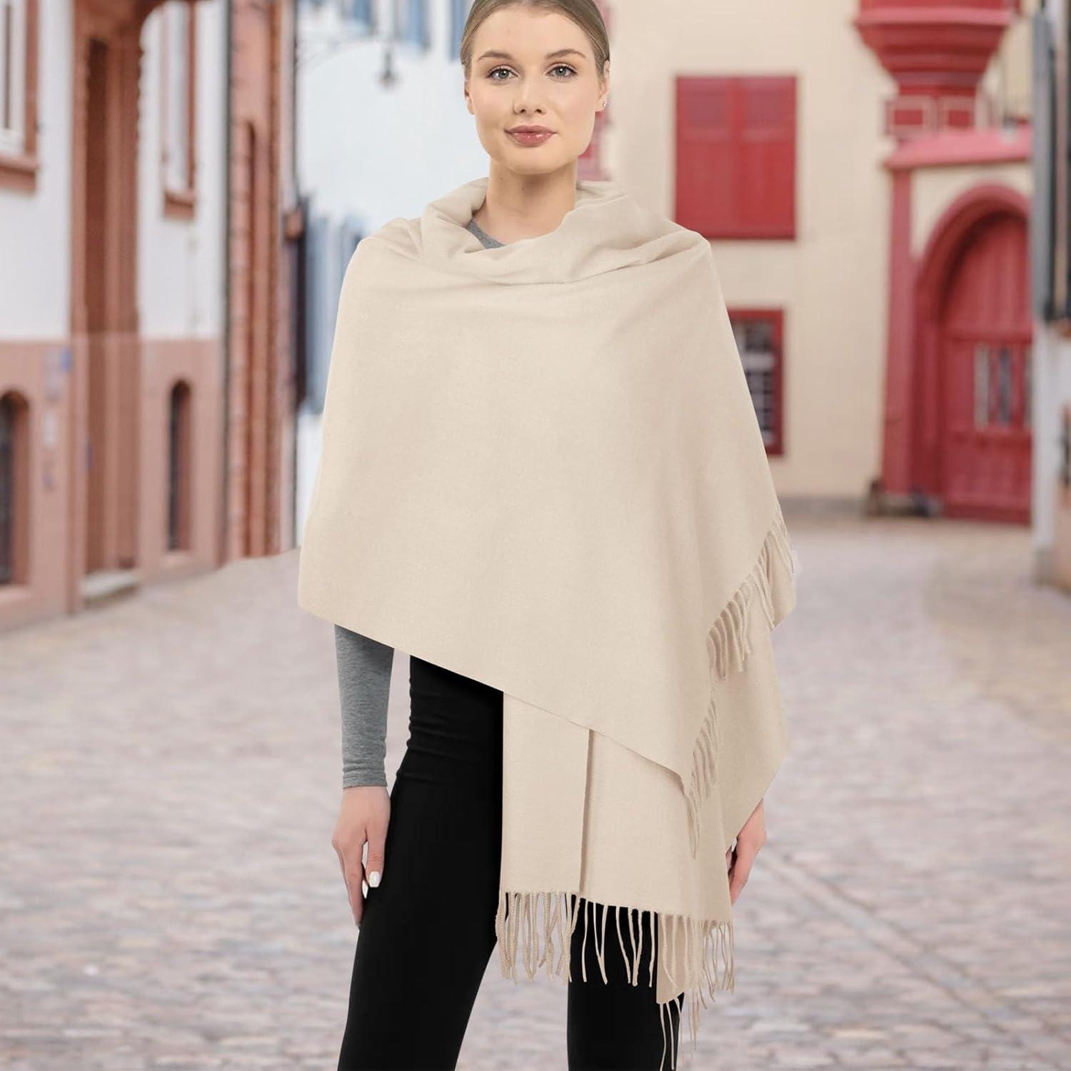 Bufanda Pashmina para Mujeres Cálida y Suave 205 cm Beige