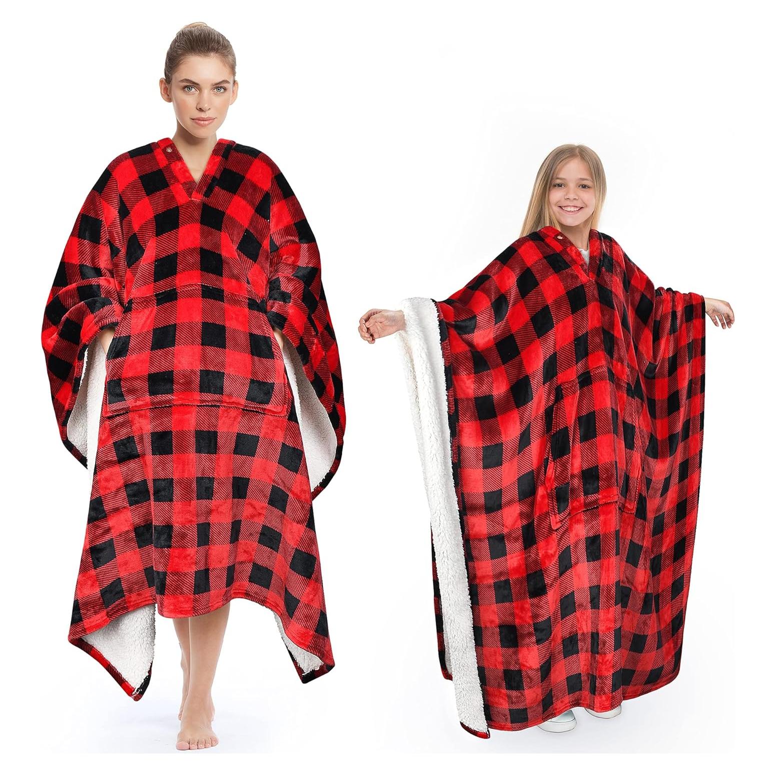 Poncho Manta Usable Tirrinia Sherpa y Felpa 2-en-1