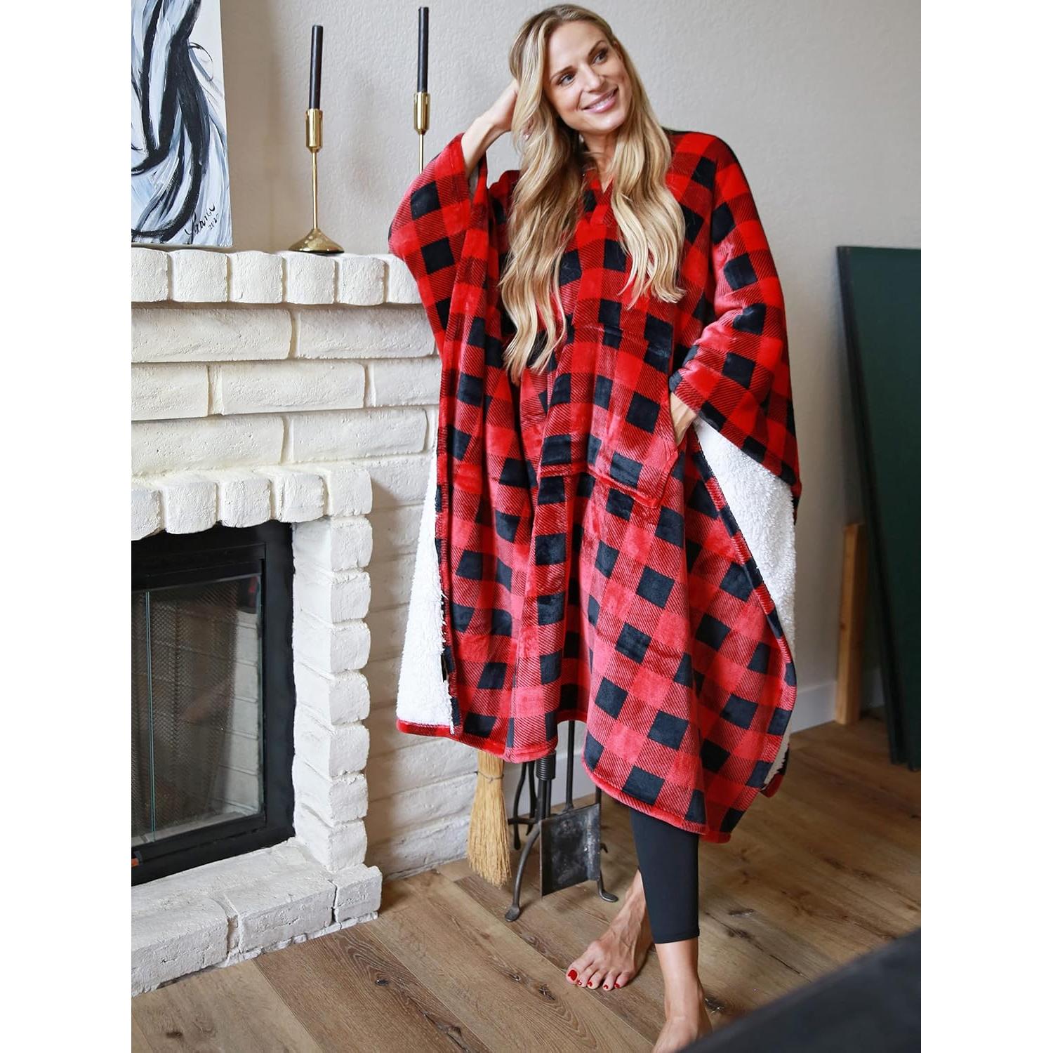 Poncho Manta Usable Tirrinia Sherpa y Felpa 2-en-1