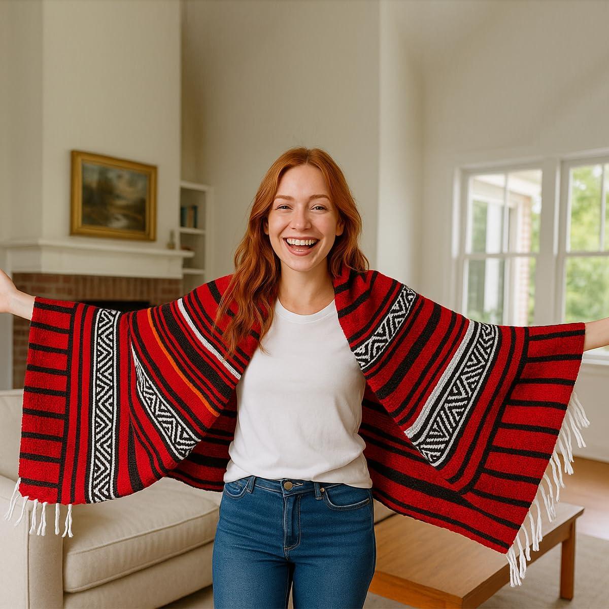 Manta Mexicana Airooglee 175x130 cm Roja - Yoga, Playa, Camping