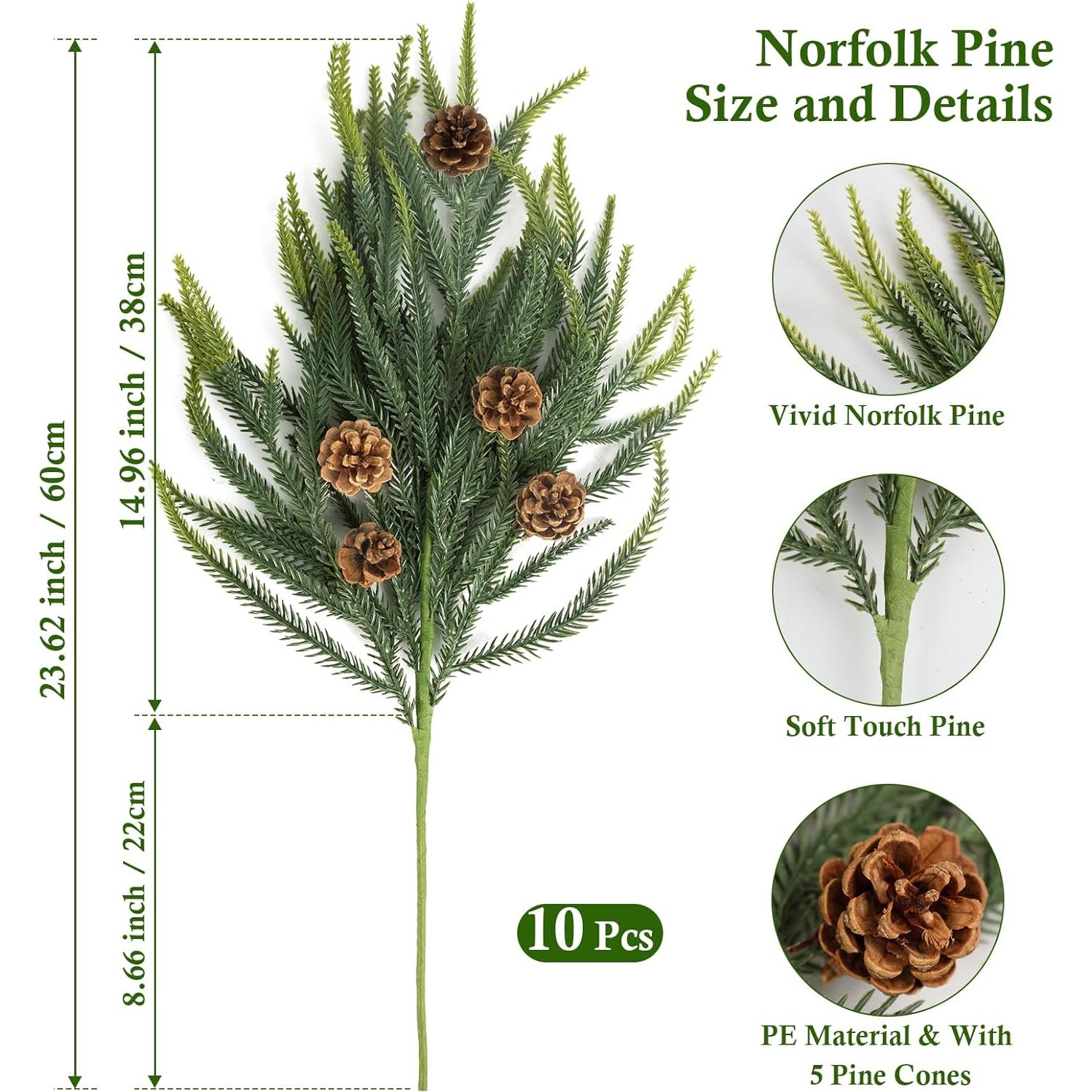 Ramas de Pino Norfolk Artificiales N&T NIETING 60.96 cm 10 Pcs