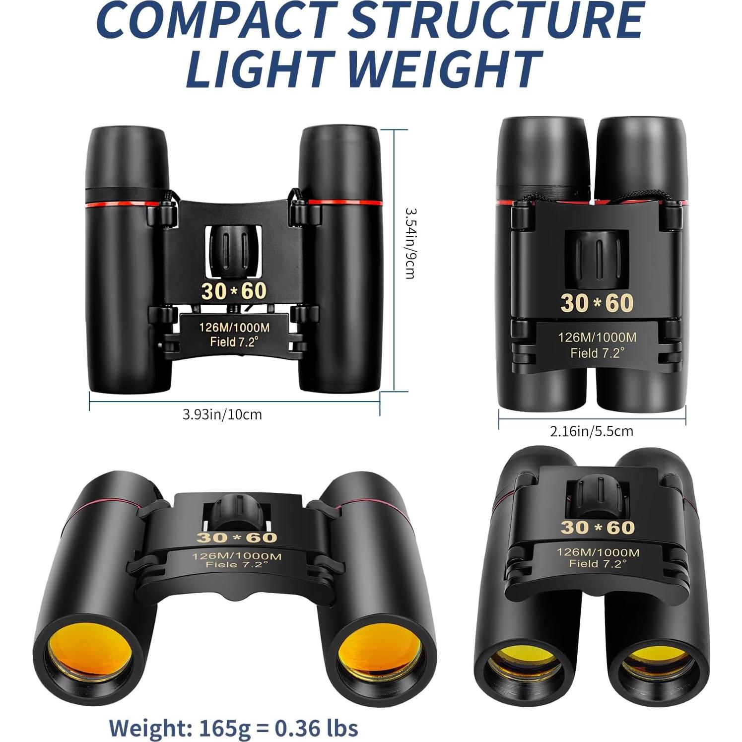 Binoculares Compactos QICBIUD 12x30 para Adultos y Niños