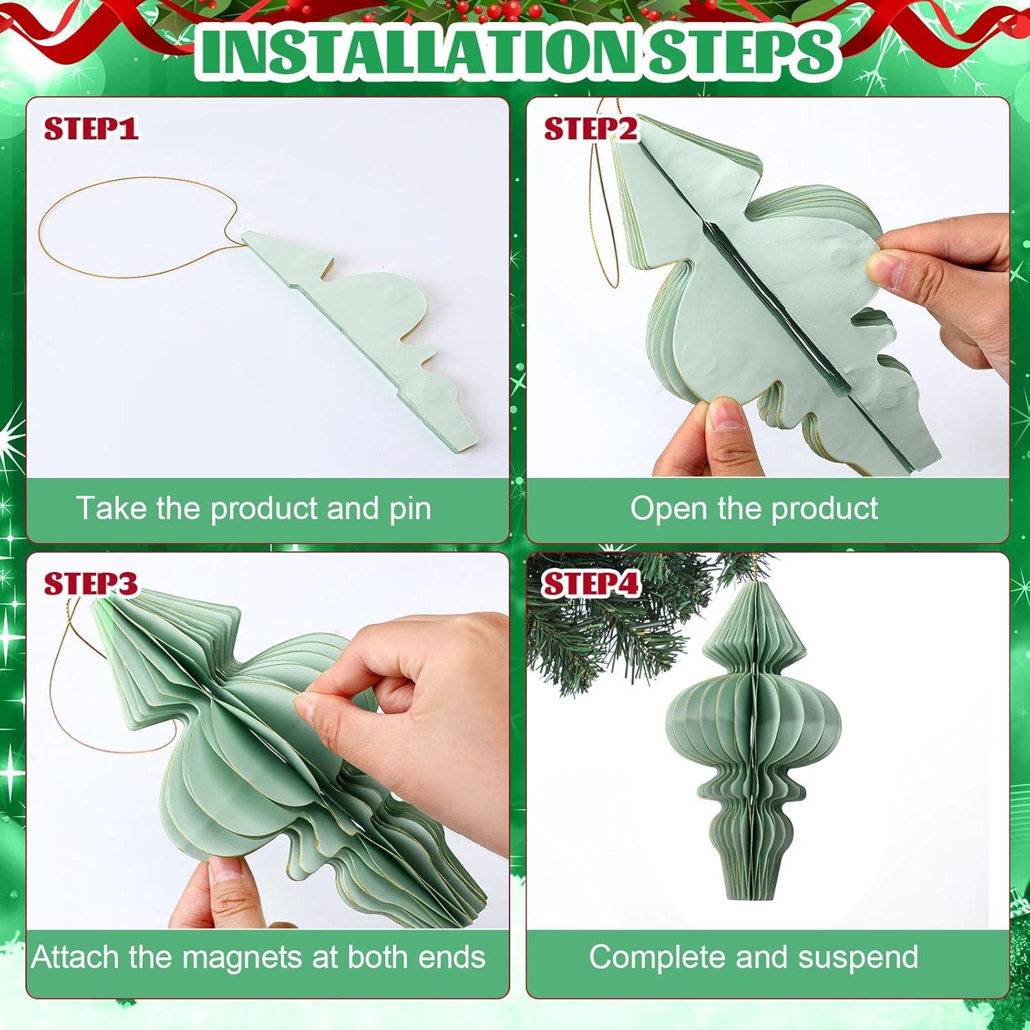 12 Piezas Adornos de Miel Colgantes Cinnvoice 3D Navidad