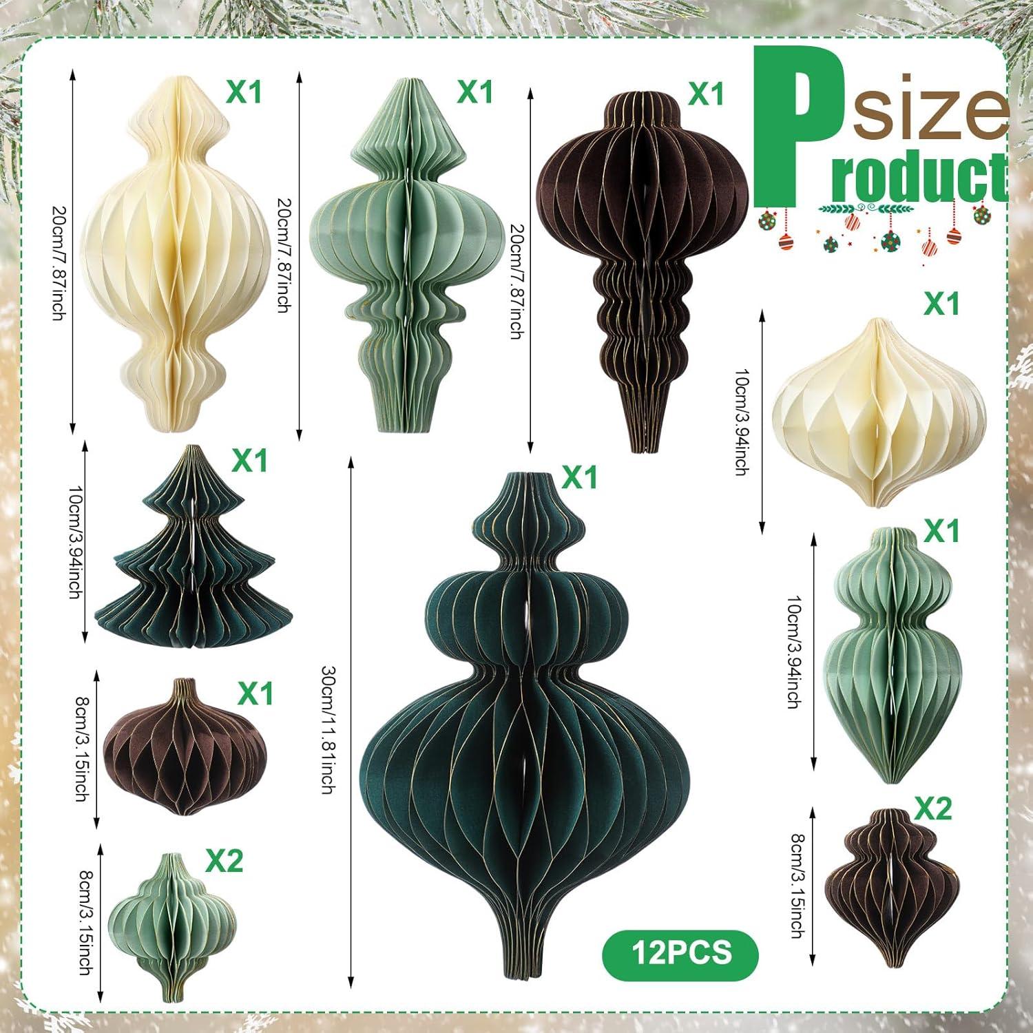 12 Piezas Adornos de Miel Colgantes Cinnvoice 3D Navidad