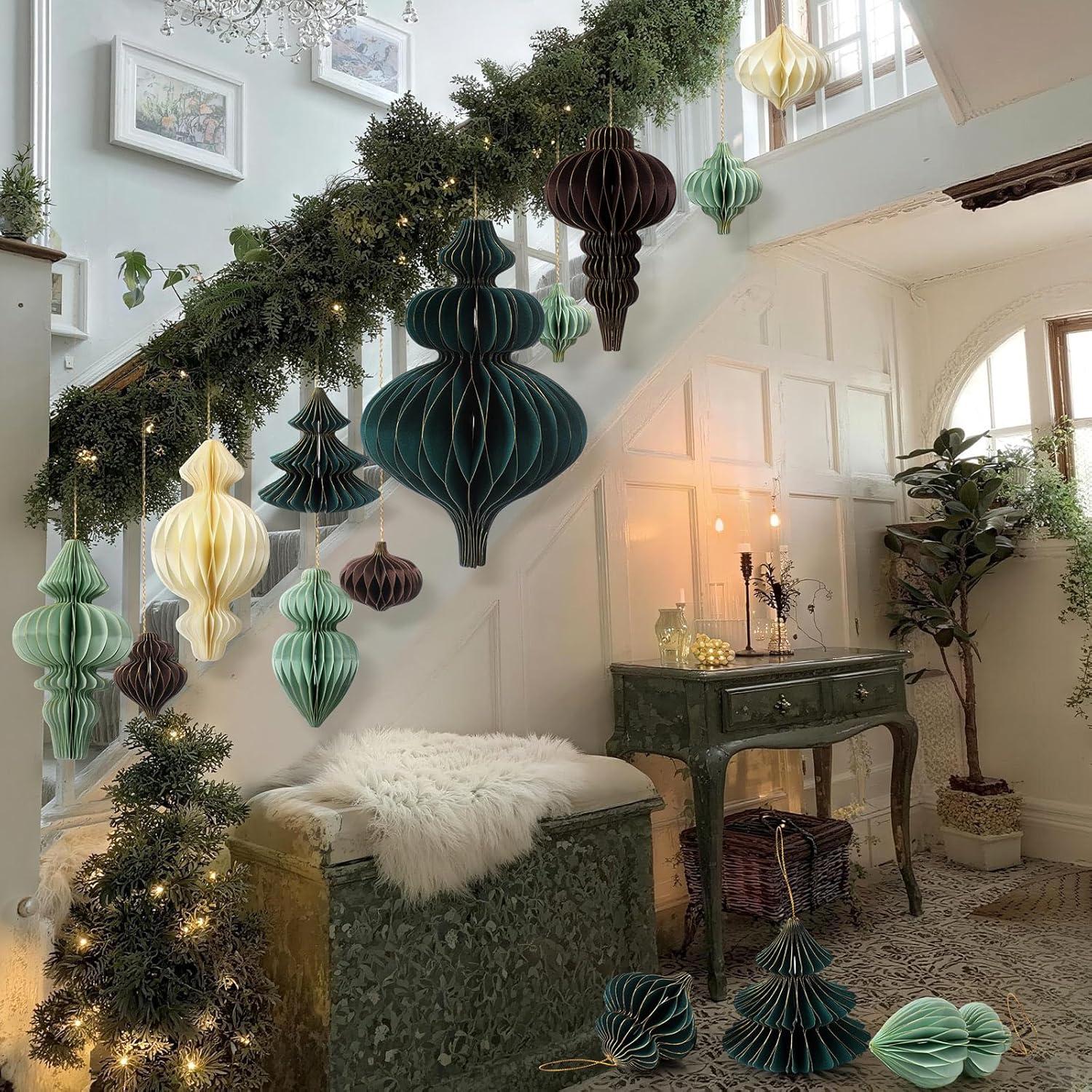 12 Piezas Adornos de Miel Colgantes Cinnvoice 3D Navidad