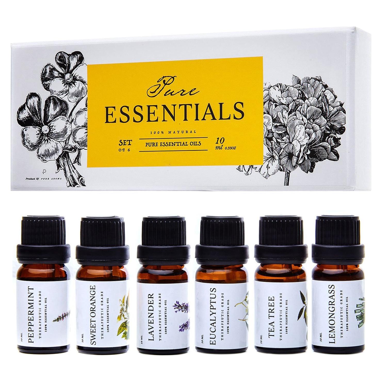 Set de Aceites Esenciales Puros 10ml - Aromaterapia 6 Piezas