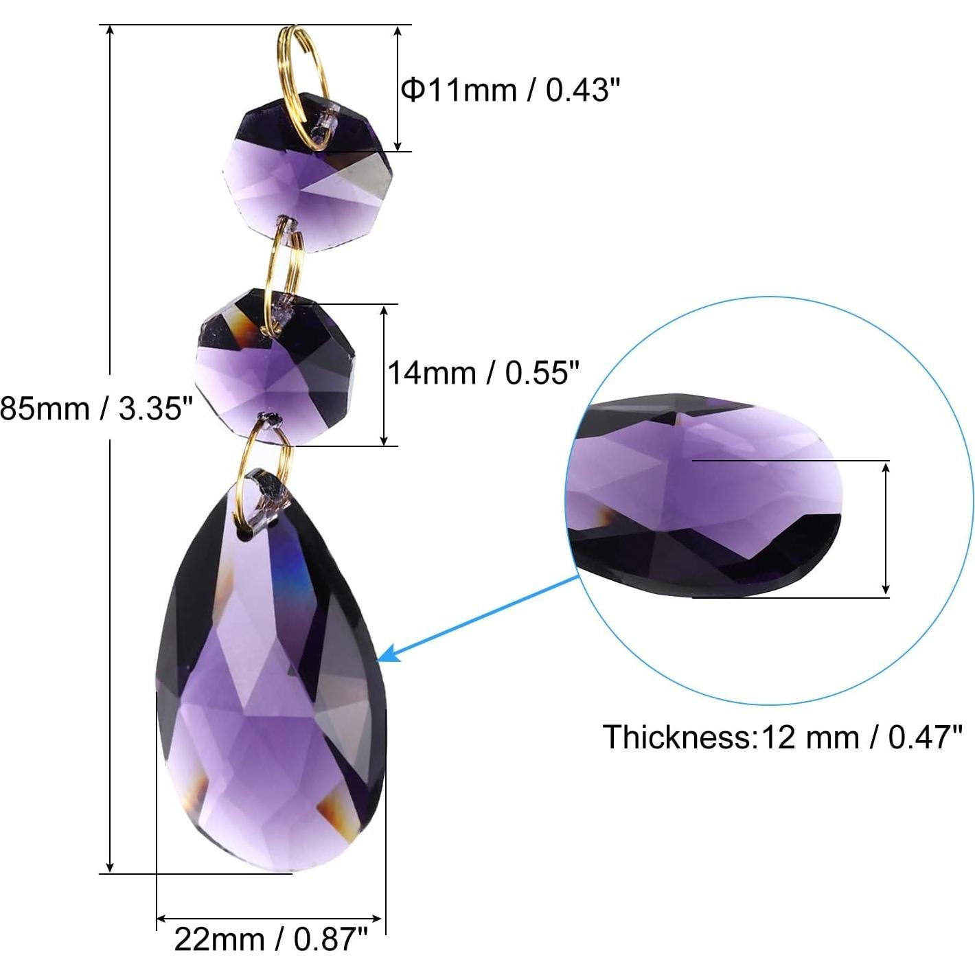Gotas de Cristal PATIKIL 5 Paquete 38mm Púrpura para Candelabros
