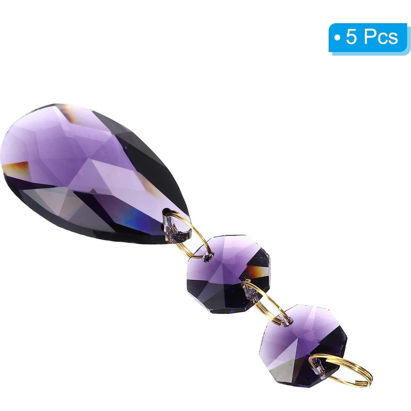 Gotas de Cristal PATIKIL 5 Paquete 38mm Púrpura para Candelabros