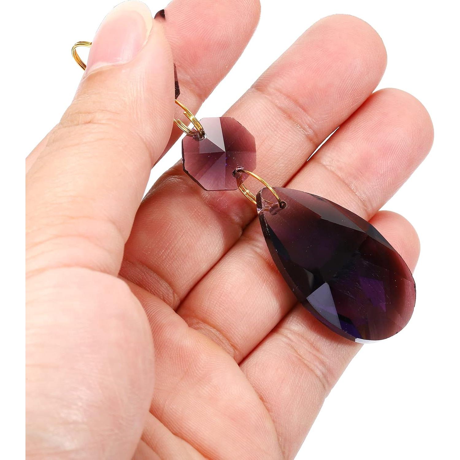 Gotas de Cristal PATIKIL 5 Paquete 38mm Púrpura para Candelabros