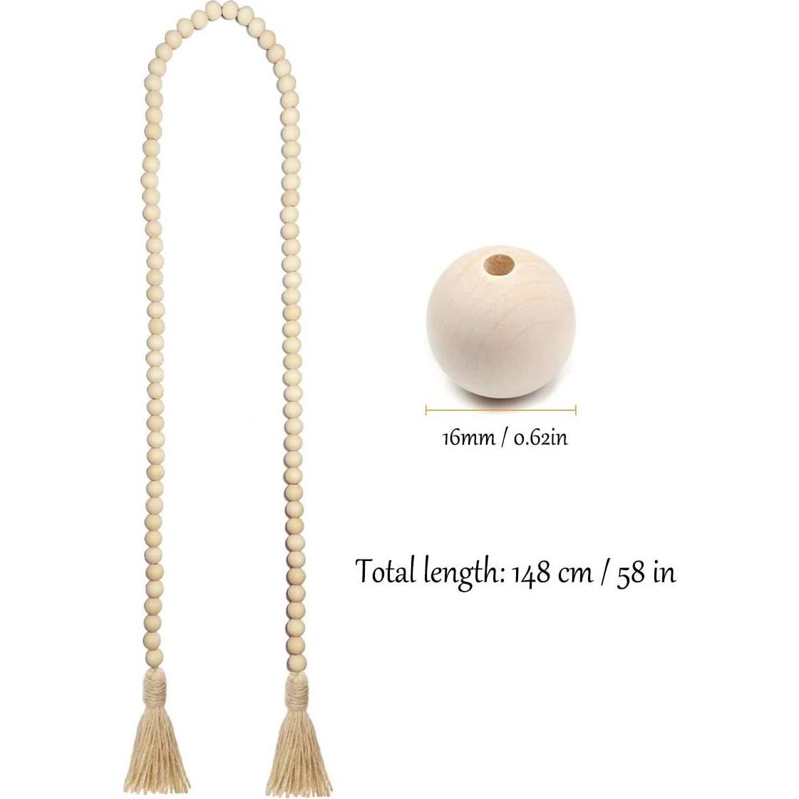 Guirnalda de Cuentas de Madera RGB World 148cm Decoración Boho