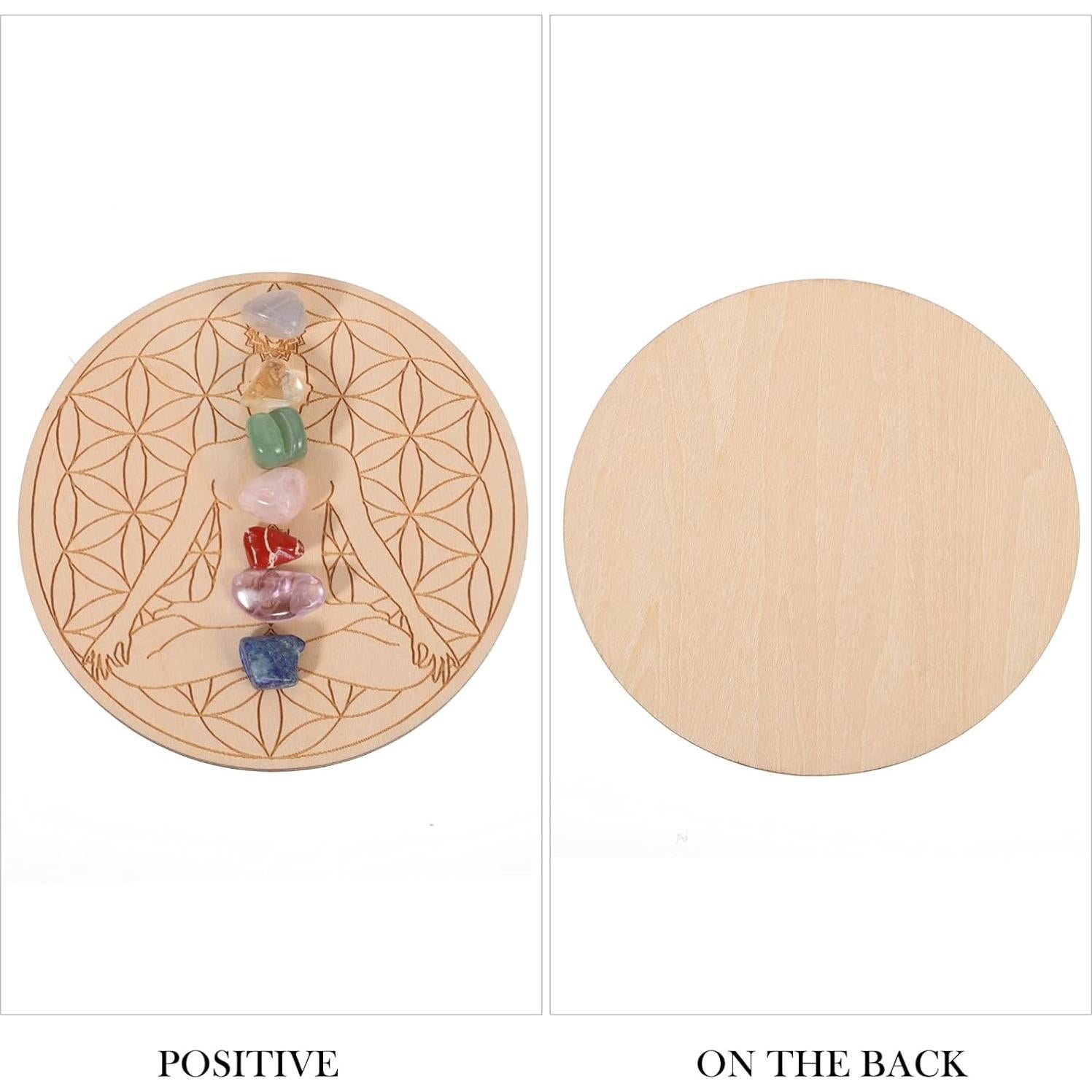 Conjunto de Cristales de Chakra Lurrose con Tablero de Madera