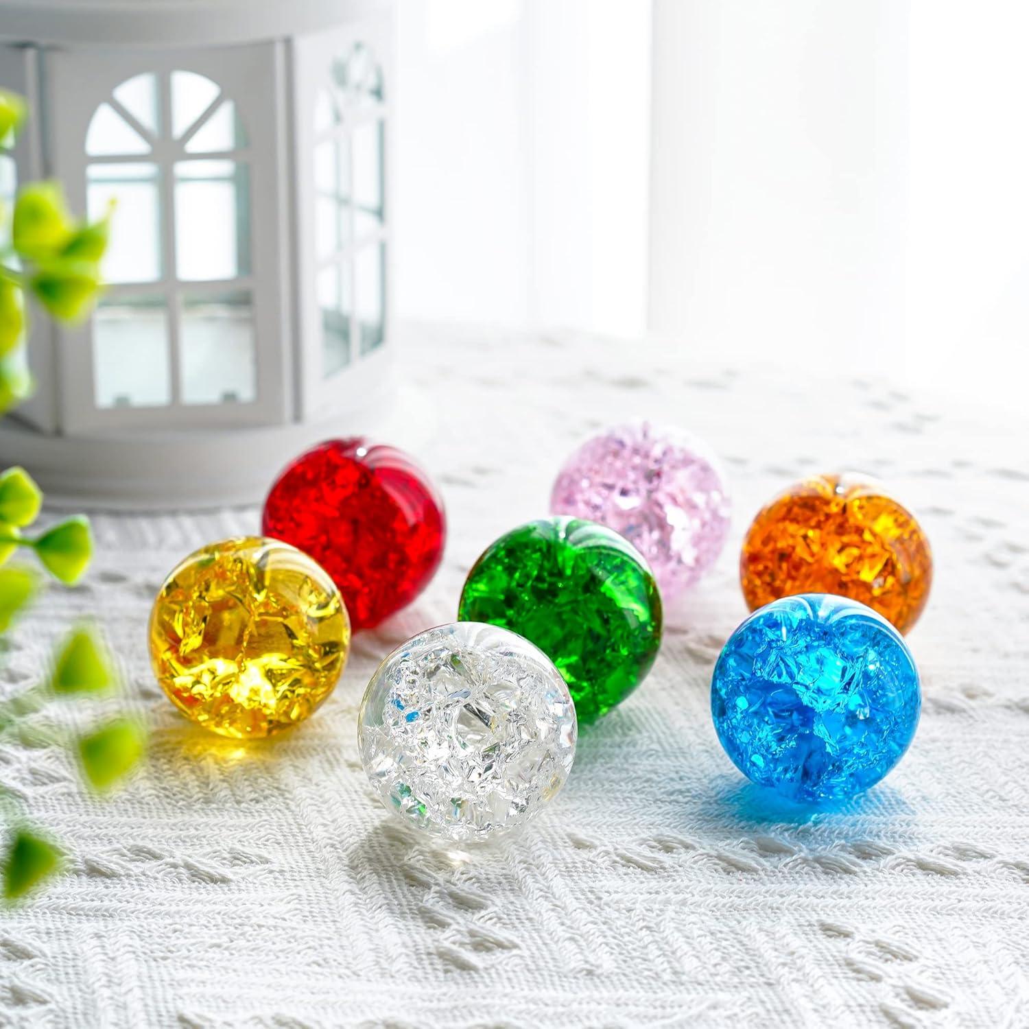 Juego de Esferas de Cristal Sanadoras 7 Colores con Base LED 40mm