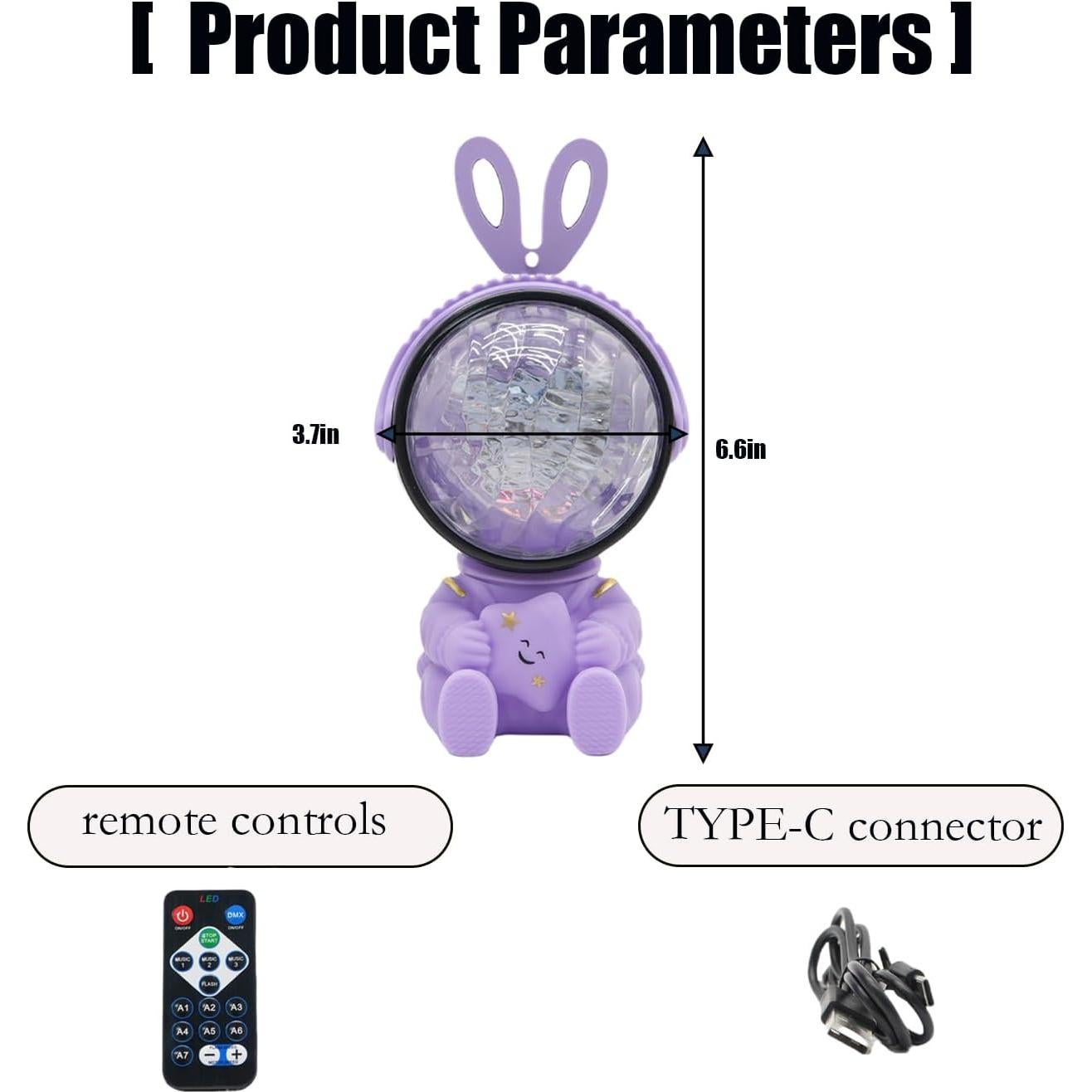Proyector de Estrellas Astronauta Conejo ZHIJIANG LED Violeta