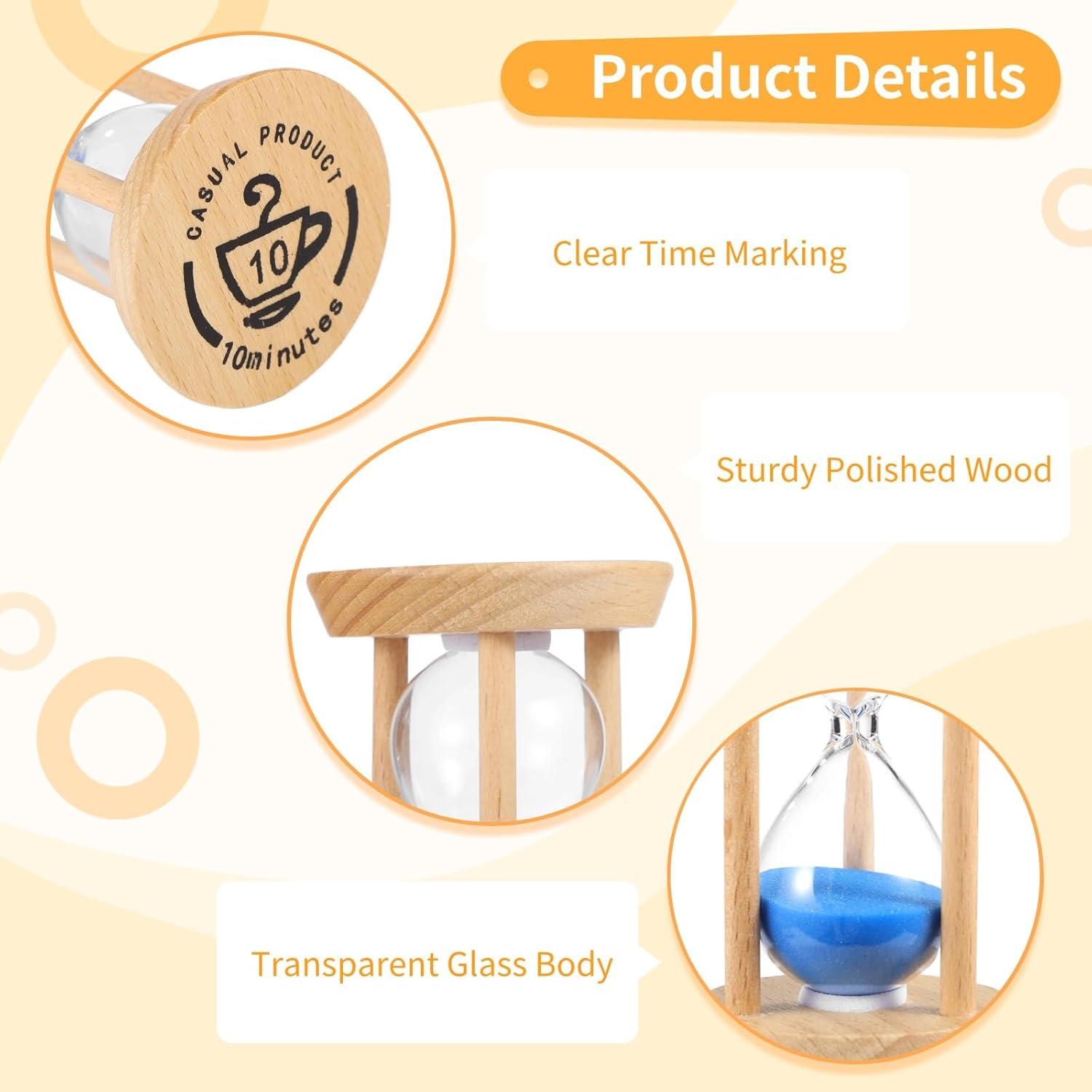 Juego de 6 Relojes de Arena Varku de Madera Multicolor