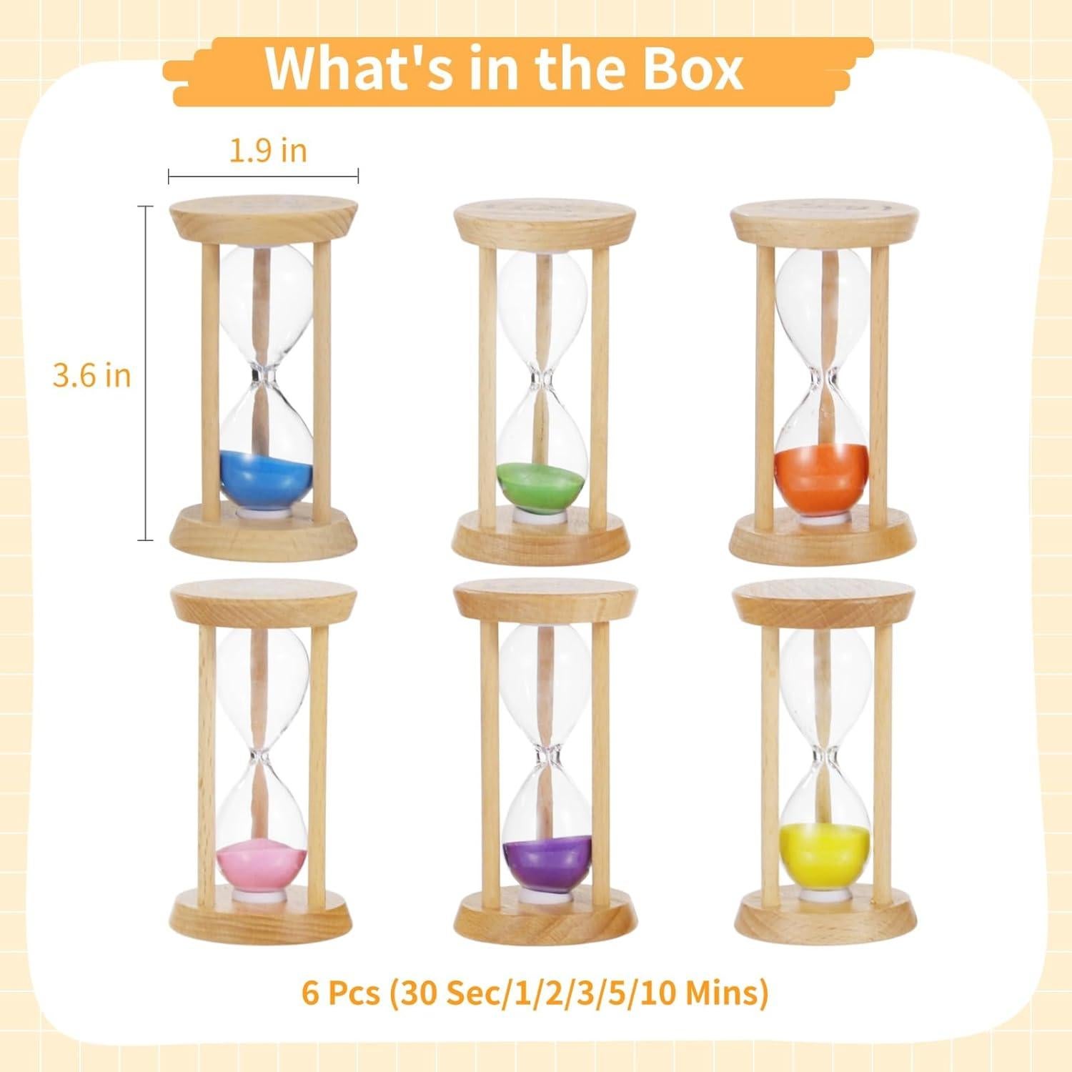 Juego de 6 Relojes de Arena Varku de Madera Multicolor