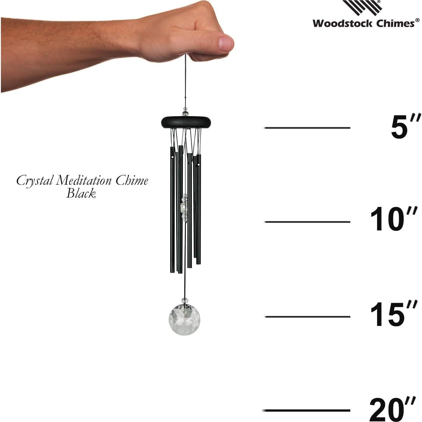 Campana de Viento Woodstock Meditación de Cristal Negra 40.64 cm