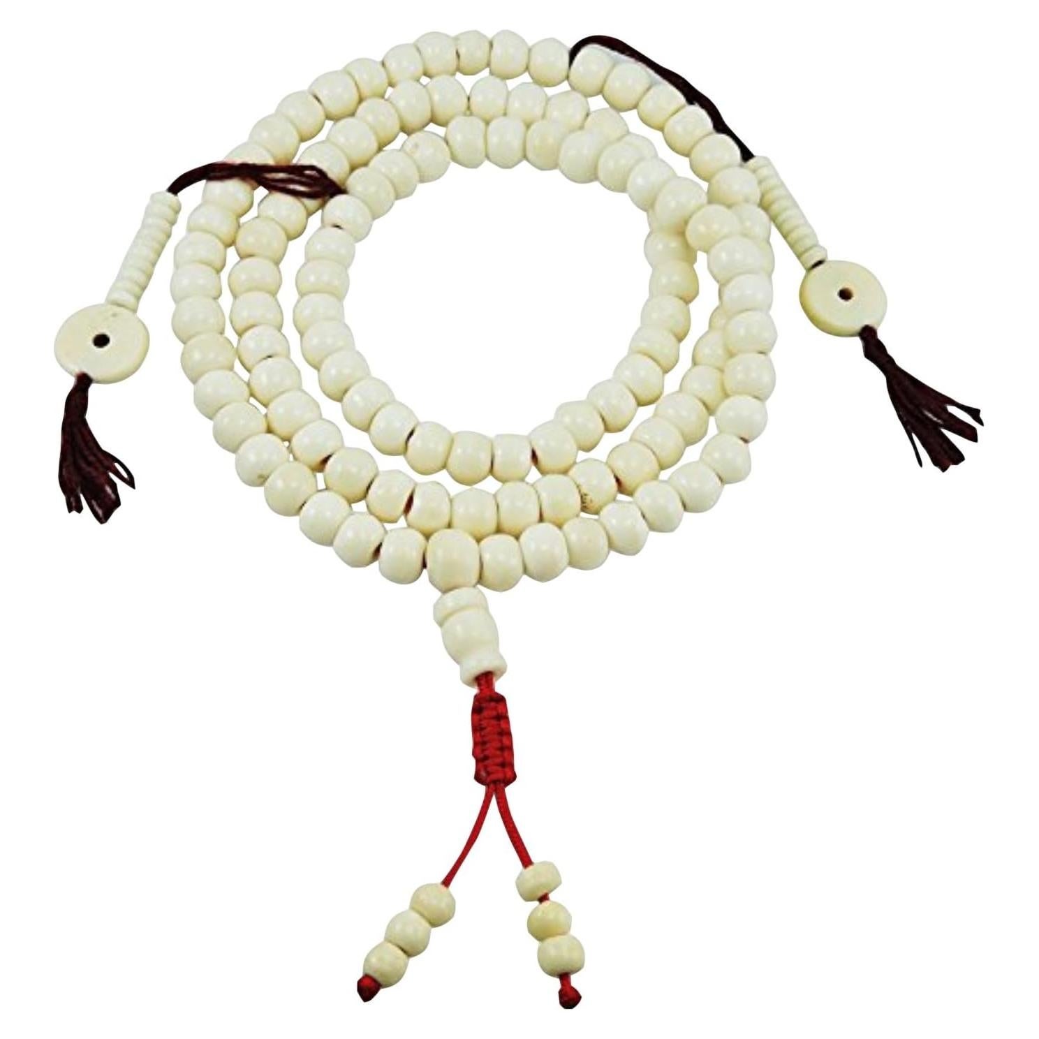 Mala Budista de Hueso de Yak Tibetano 108 Cuentas Meditación