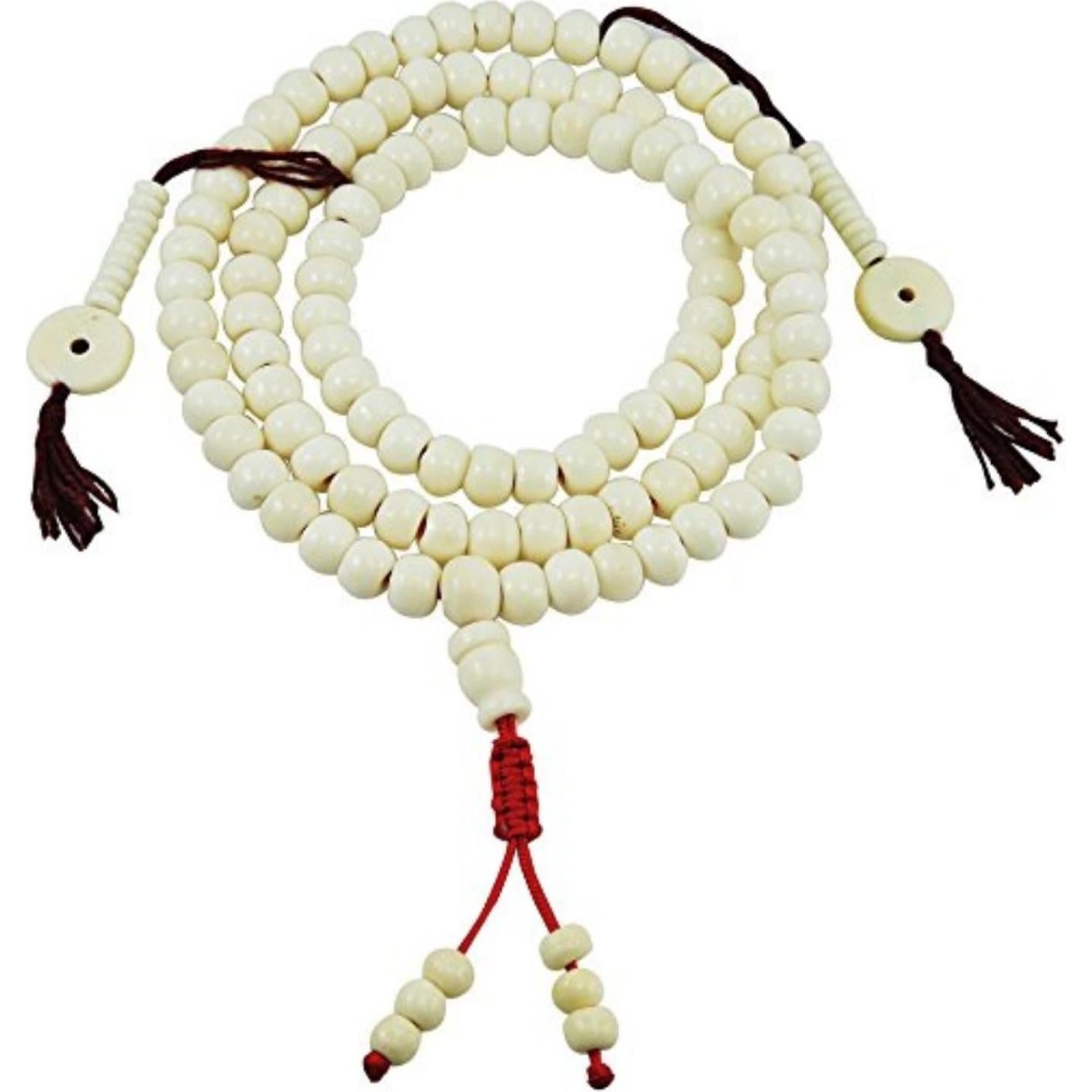 Mala Budista de Hueso de Yak Tibetano 108 Cuentas Meditación