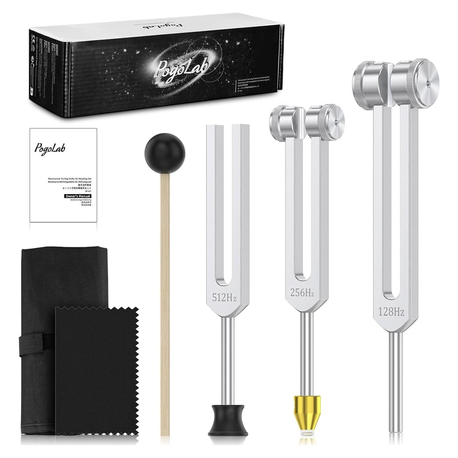 Juego de Diapasones de Sanación POGOLAB 128Hz 256Hz 512Hz