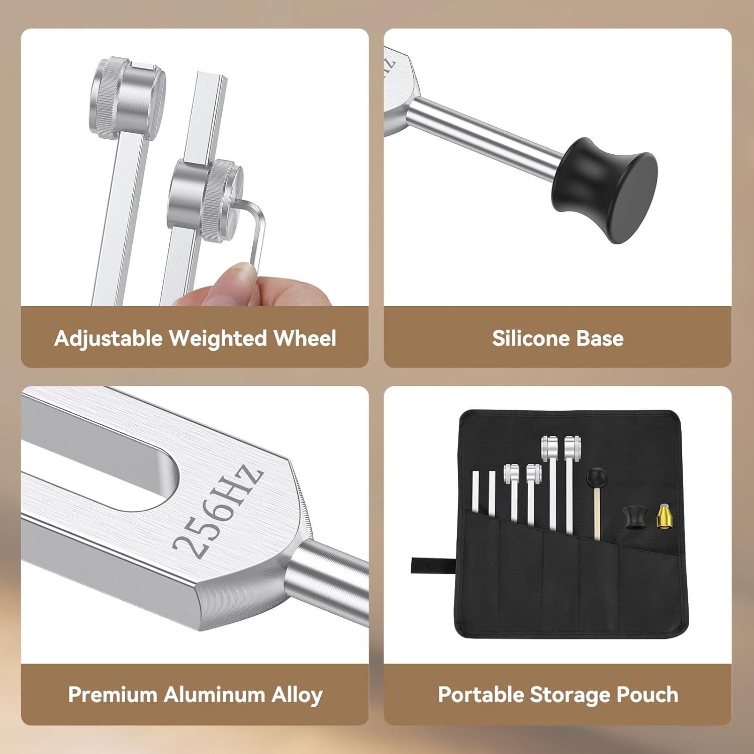 Juego de Diapasones de Sanación POGOLAB 128Hz 256Hz 512Hz