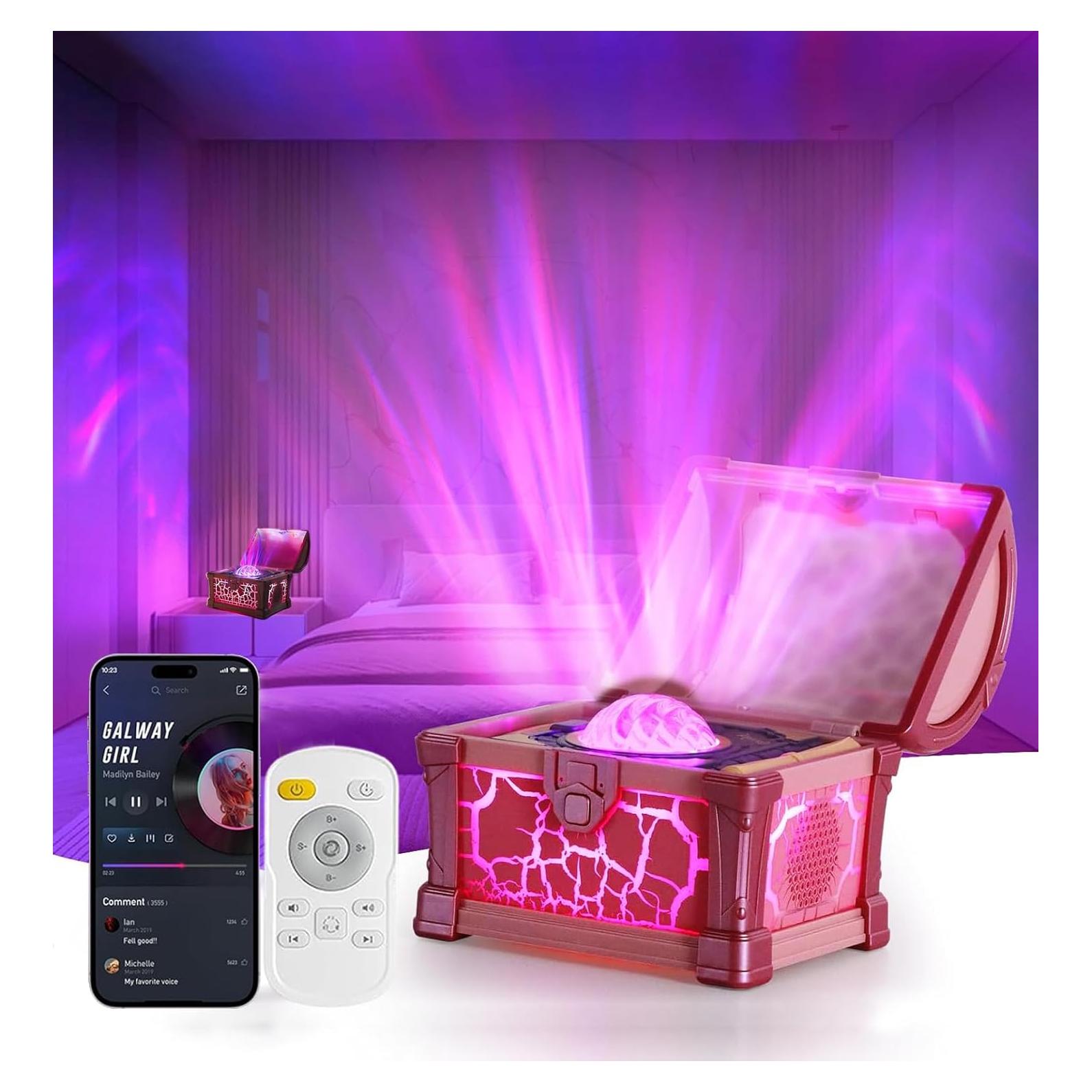 Proyector de Luces del Norte Rosa con Control Remoto y Ruido Blanco